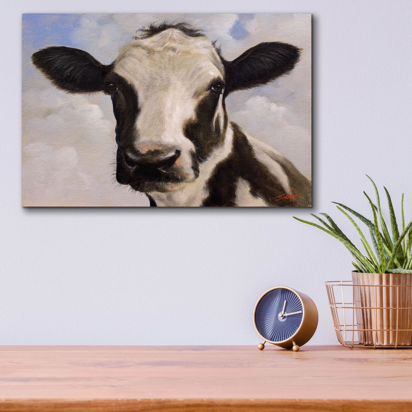 Epic Art ' Serious Cow' by John Silver, Acrylic Glass Wall Art,16x12