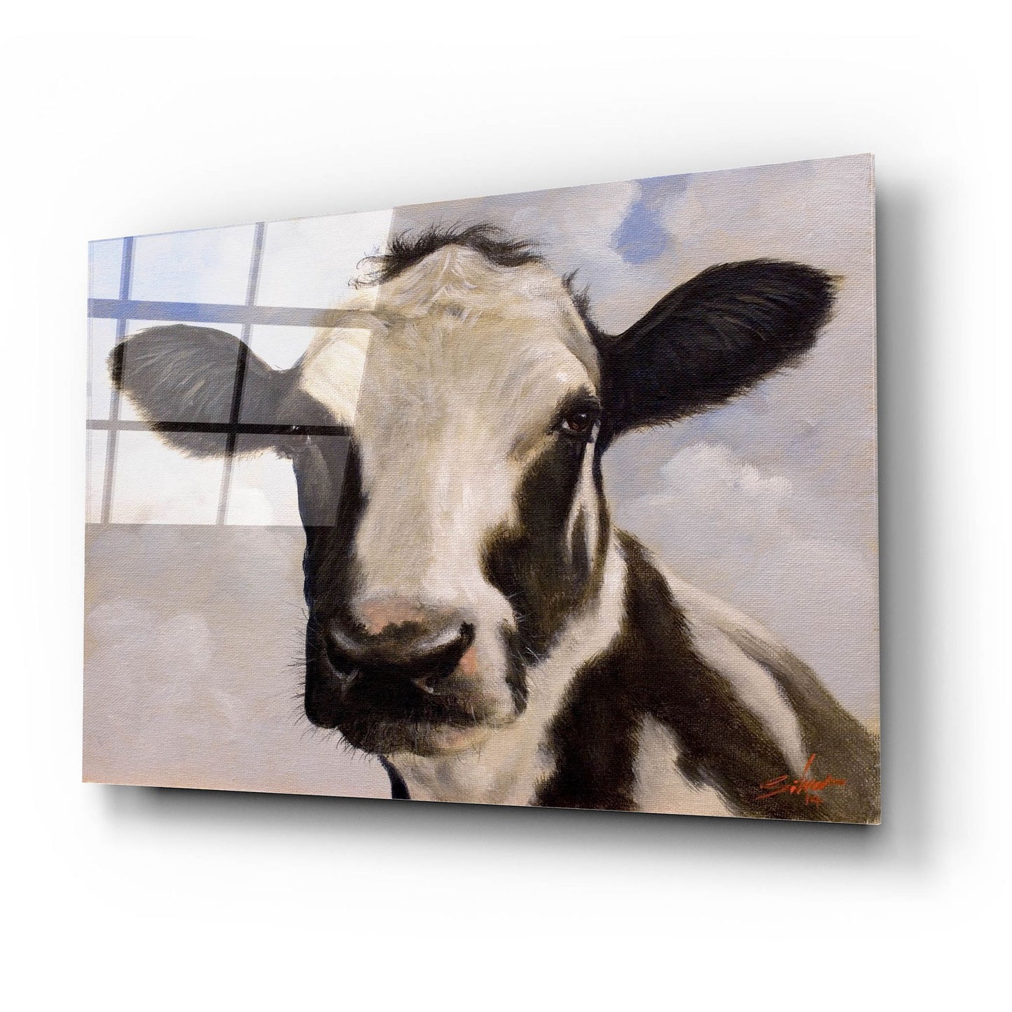 Epic Art ' Serious Cow' by John Silver, Acrylic Glass Wall Art,24x16