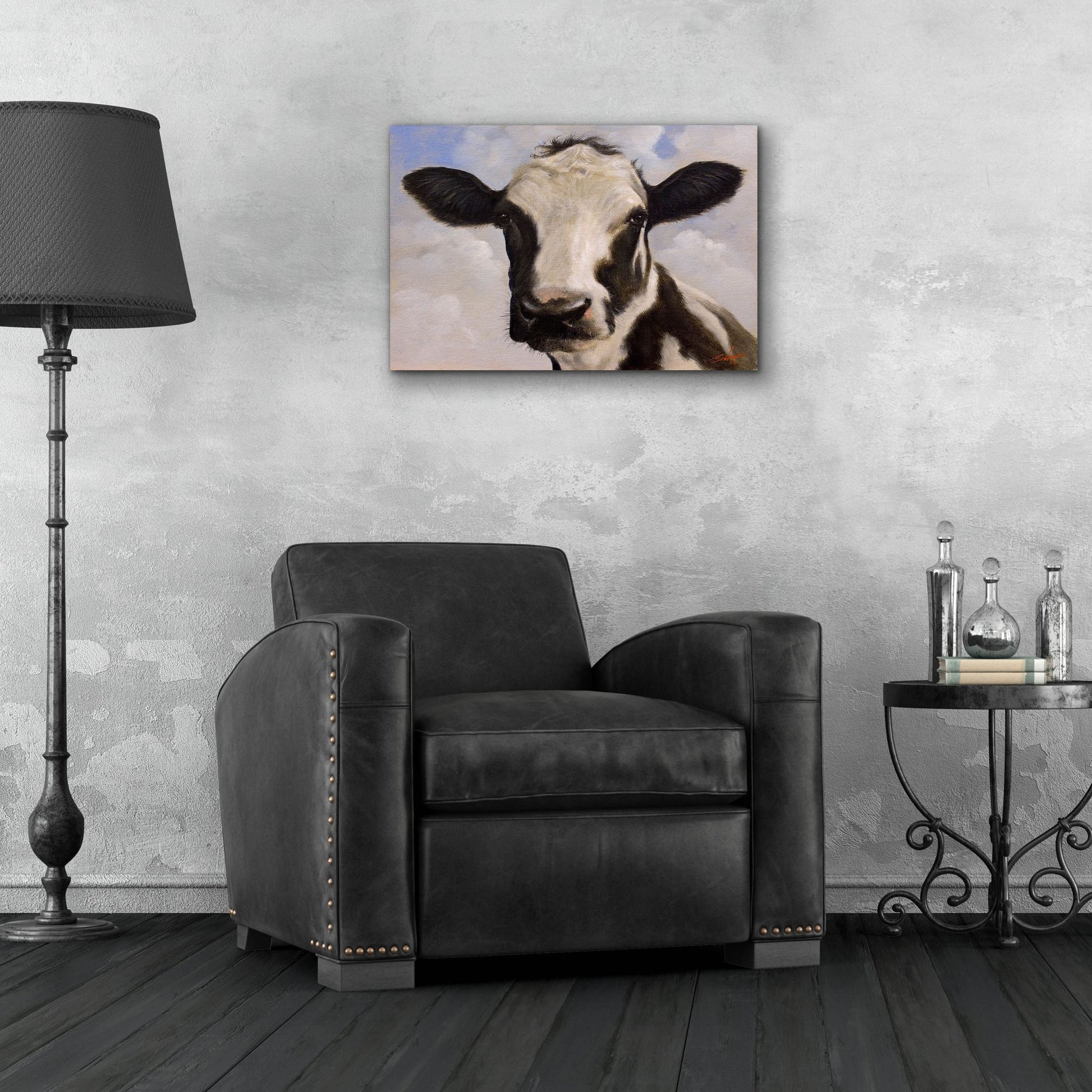 Epic Art ' Serious Cow' by John Silver, Acrylic Glass Wall Art,24x16