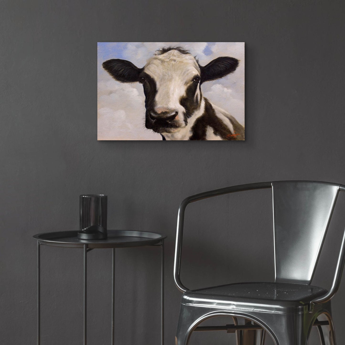 Epic Art ' Serious Cow' by John Silver, Acrylic Glass Wall Art,24x16