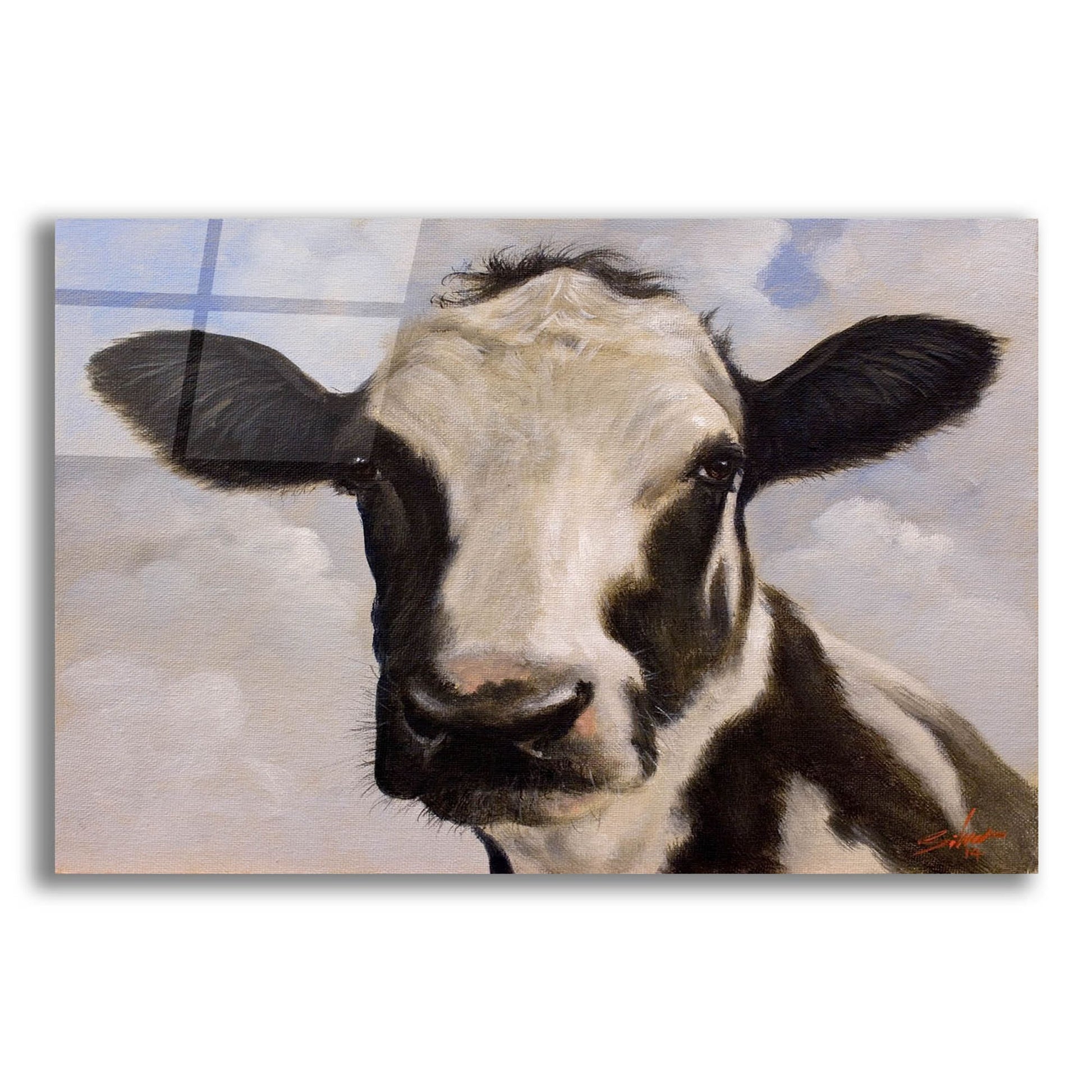 Epic Art ' Serious Cow' by John Silver, Acrylic Glass Wall Art,24x16