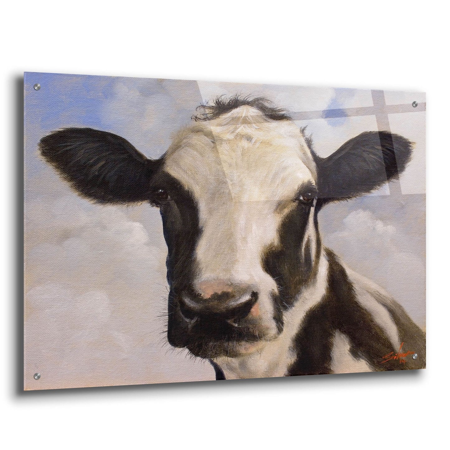 Epic Art ' Serious Cow' by John Silver, Acrylic Glass Wall Art,36x24