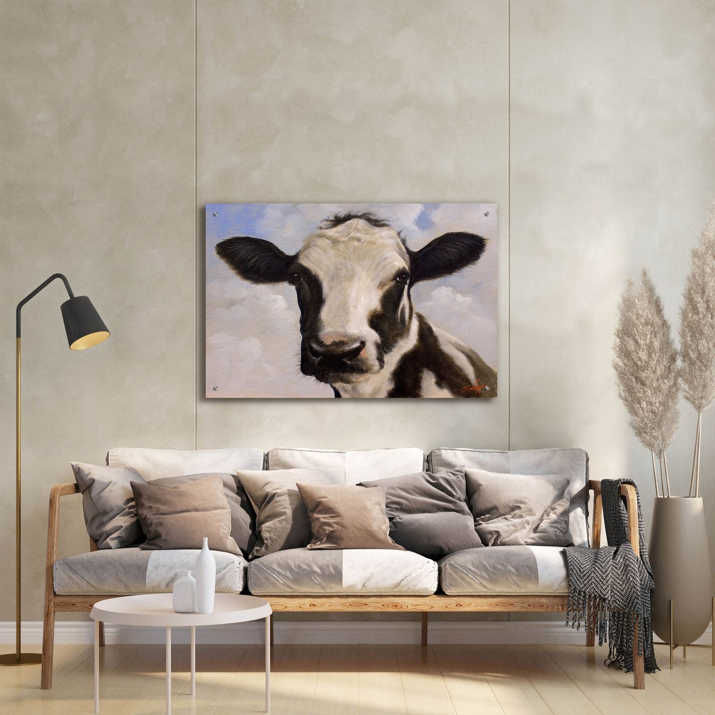 Epic Art ' Serious Cow' by John Silver, Acrylic Glass Wall Art,36x24