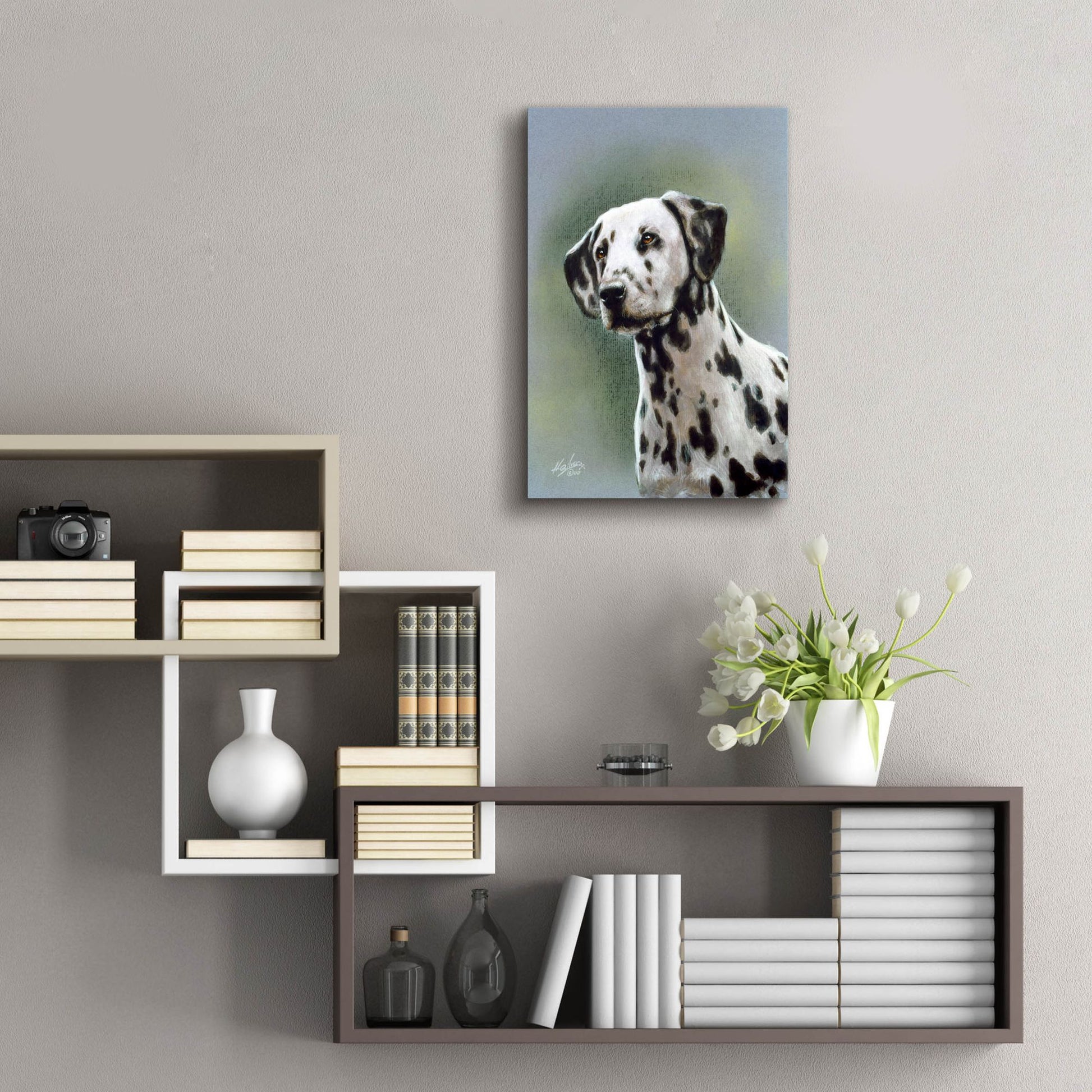 Epic Art 'Puppy eyes Dalmatian' by John Silver, Acrylic Glass Wall Art,16x24