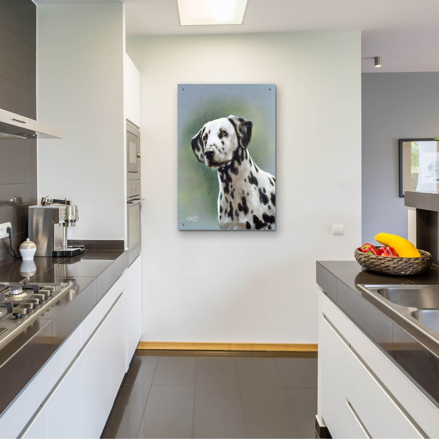 Epic Art 'Puppy eyes Dalmatian' by John Silver, Acrylic Glass Wall Art,24x36