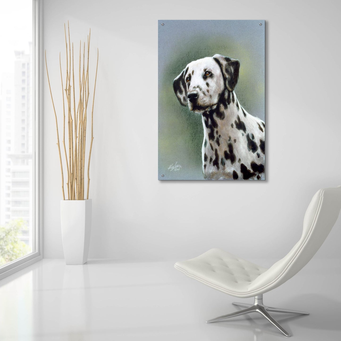 Epic Art 'Puppy eyes Dalmatian' by John Silver, Acrylic Glass Wall Art,24x36