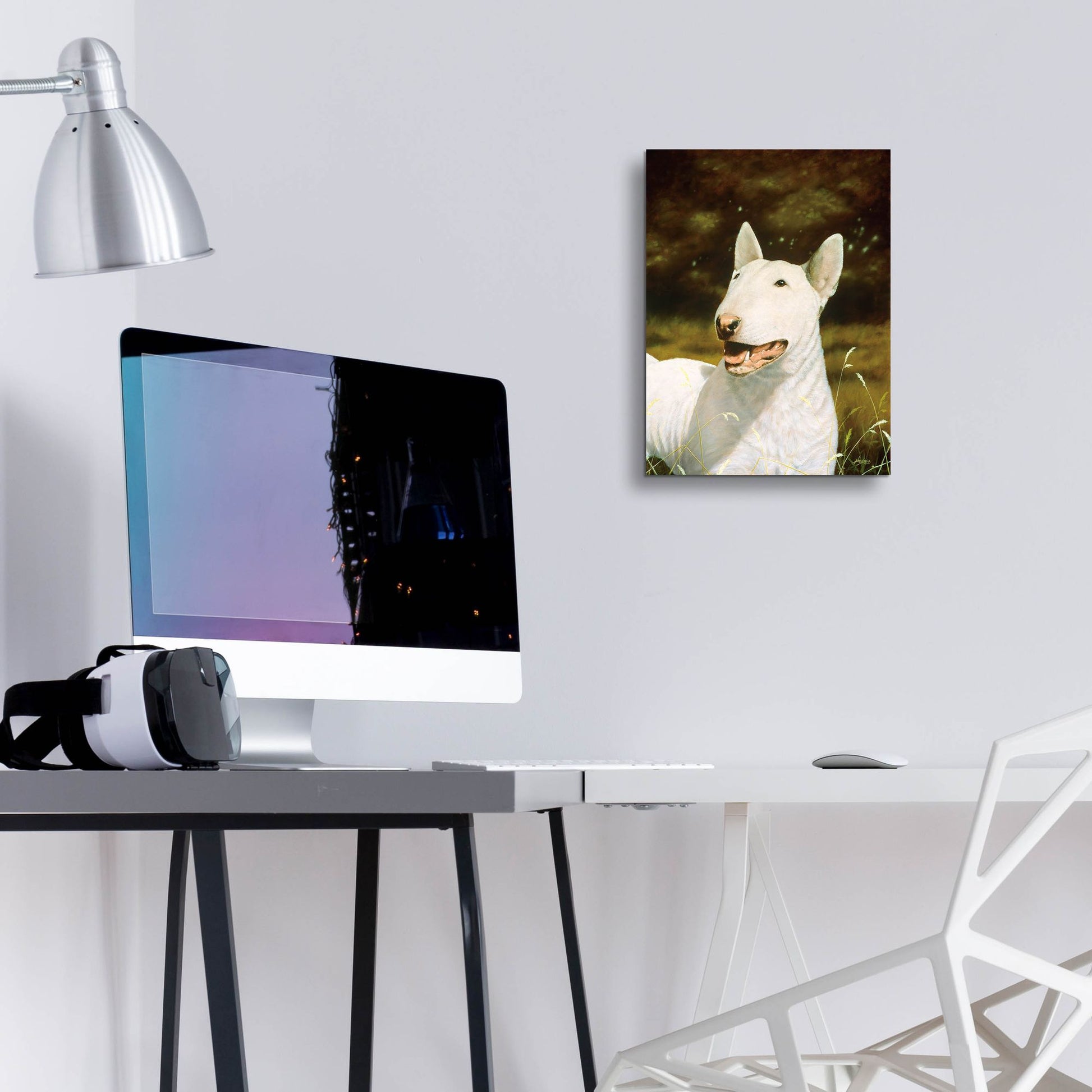 Epic Art ' Bull Terrier Smile' by John Silver, Acrylic Glass Wall Art,12x16