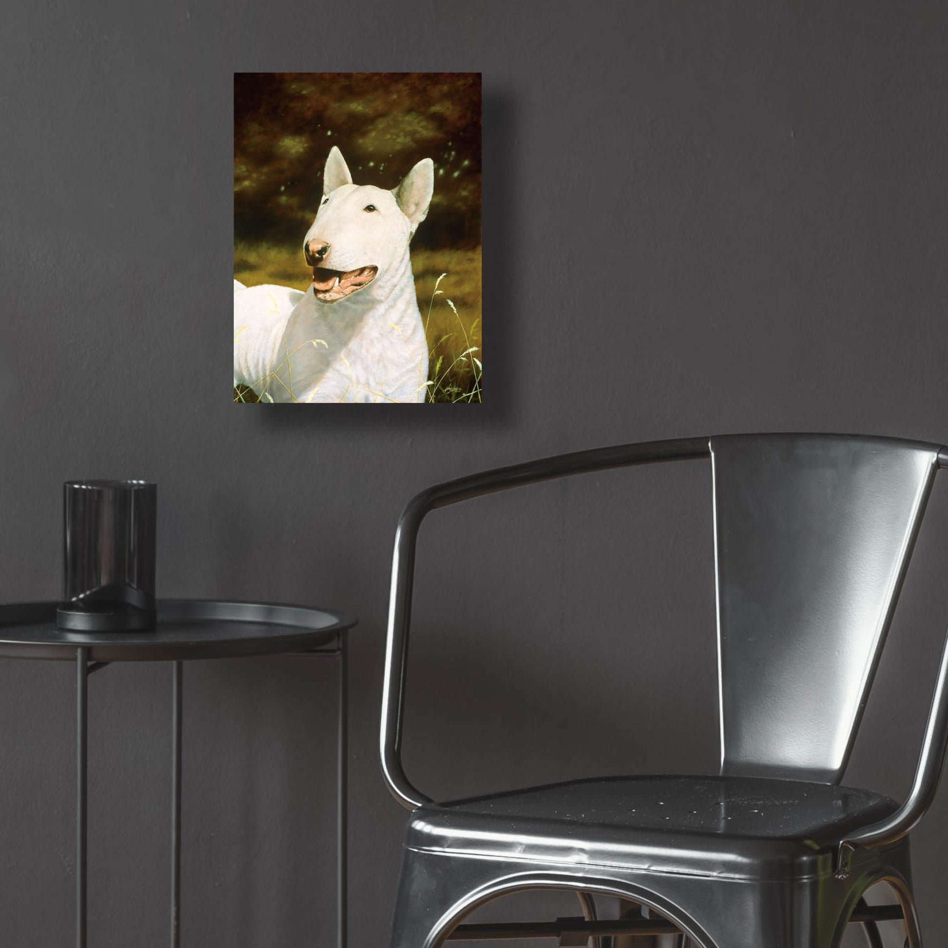 Epic Art ' Bull Terrier Smile' by John Silver, Acrylic Glass Wall Art,12x16