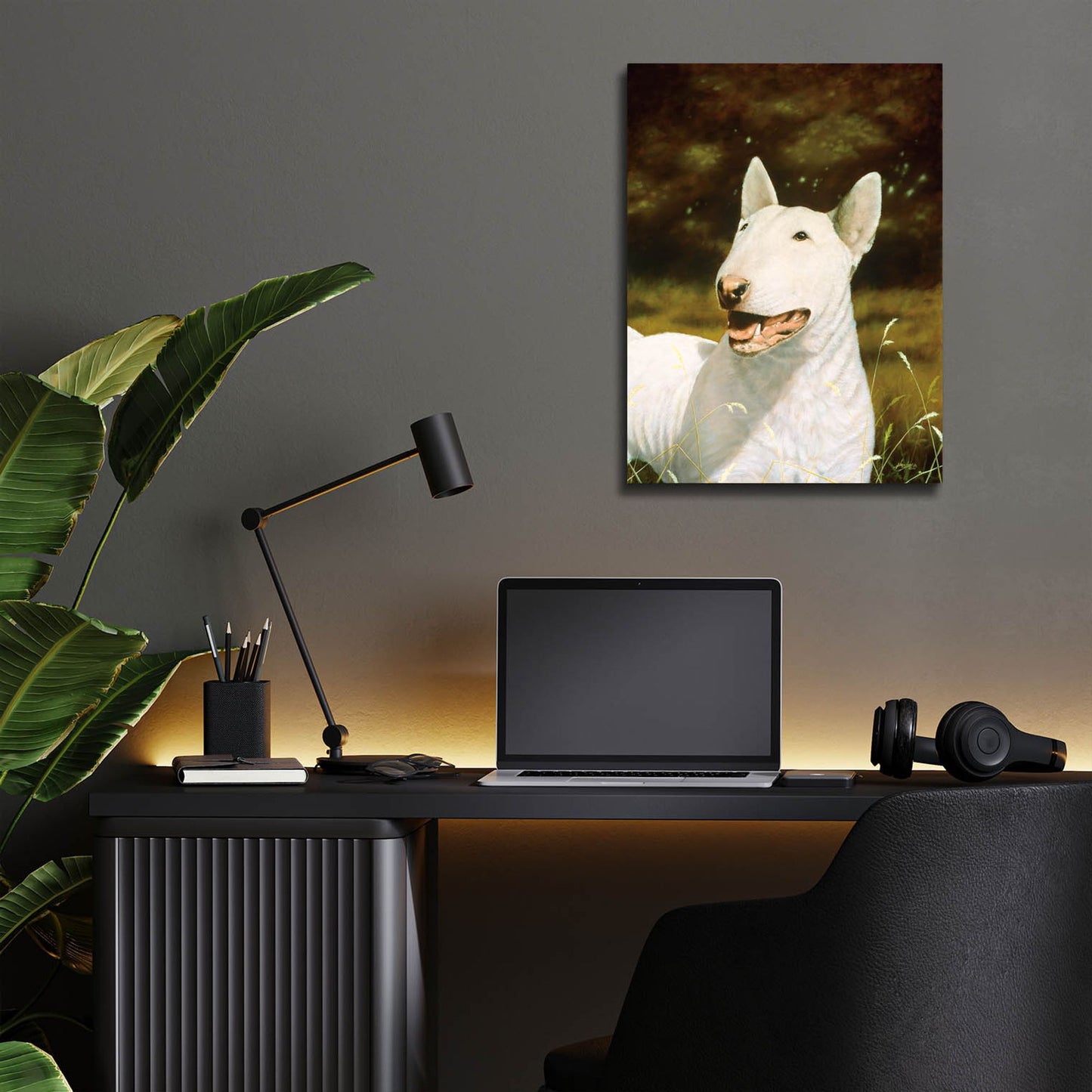 Epic Art ' Bull Terrier Smile' by John Silver, Acrylic Glass Wall Art,12x16