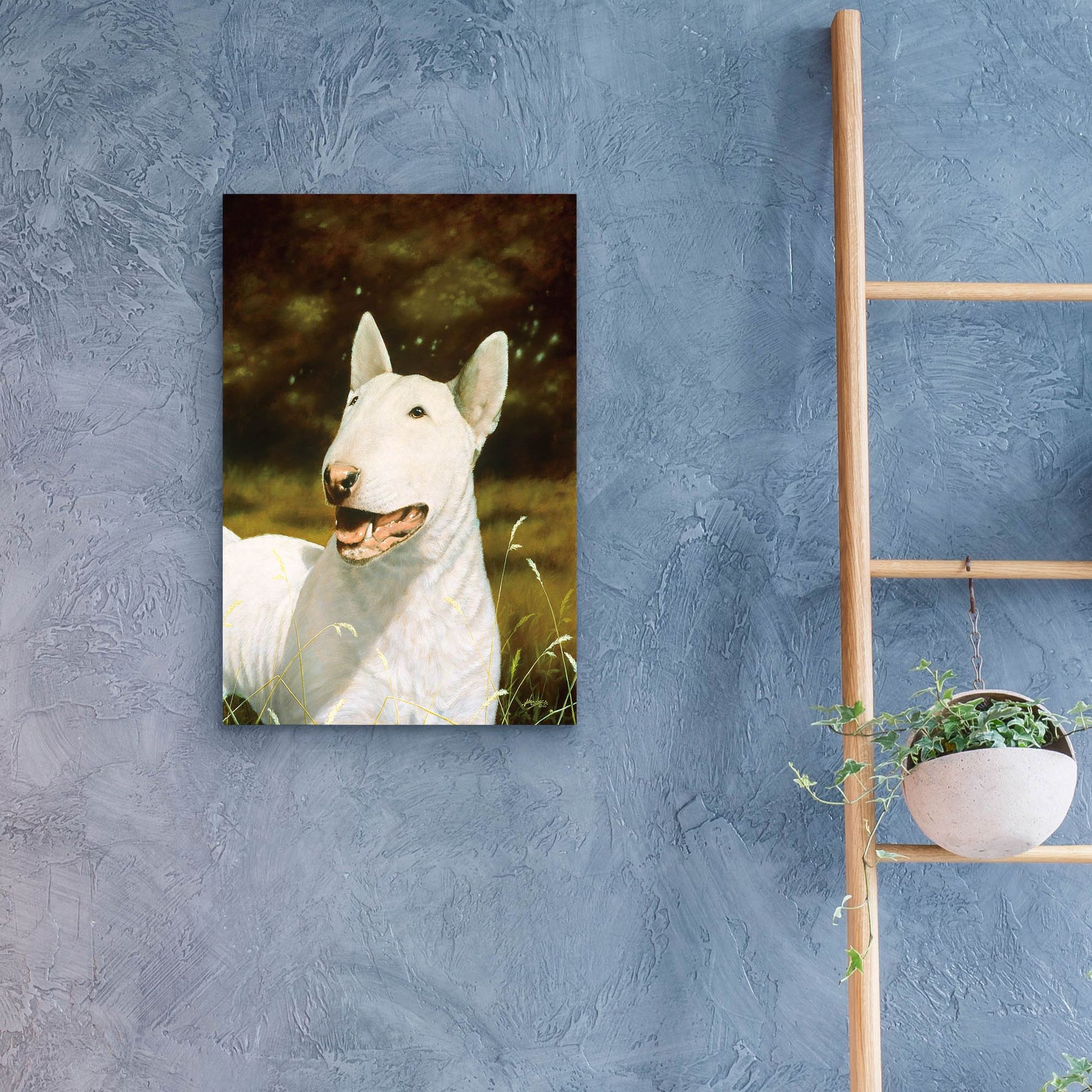 Epic Art ' Bull Terrier Smile' by John Silver, Acrylic Glass Wall Art,16x24