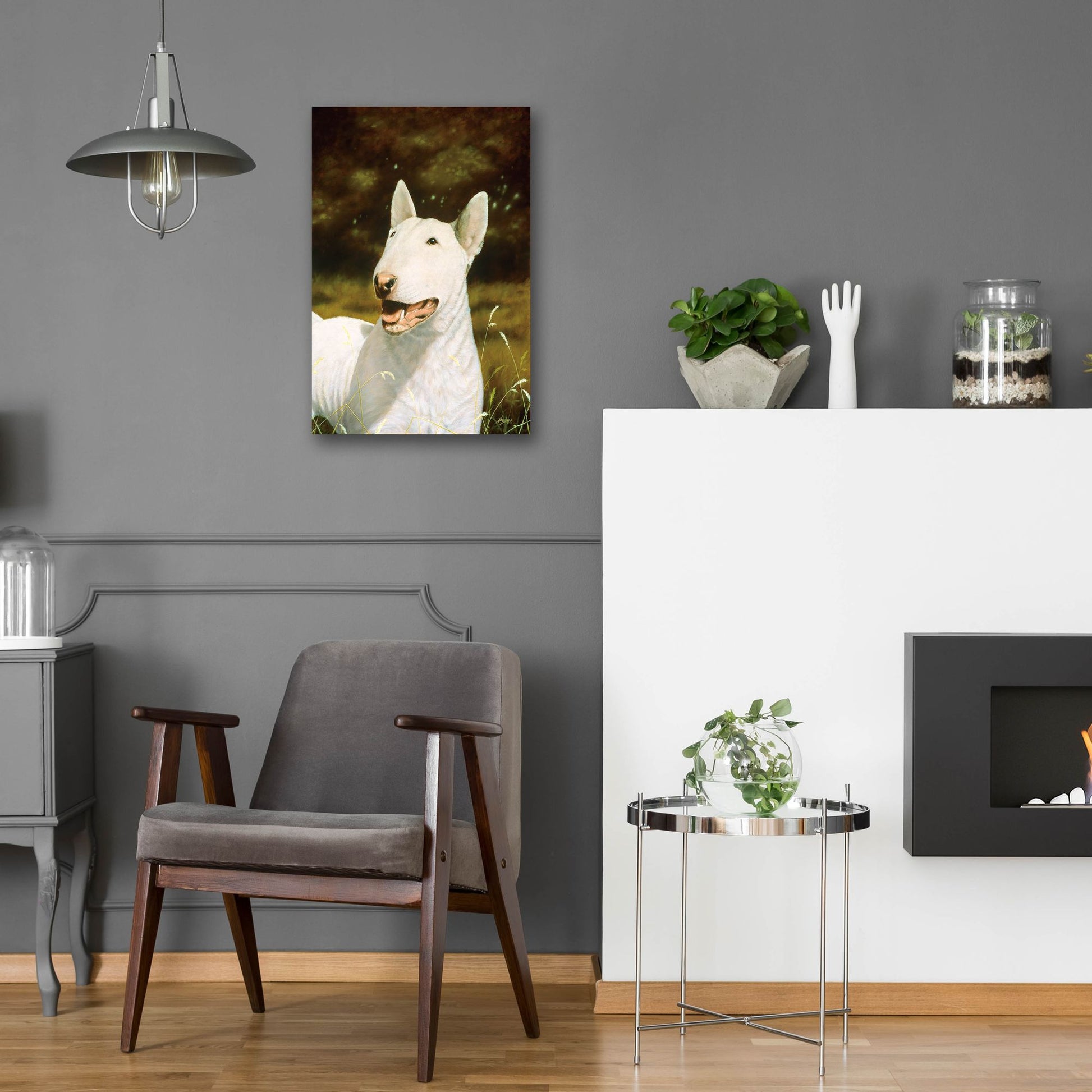 Epic Art ' Bull Terrier Smile' by John Silver, Acrylic Glass Wall Art,16x24