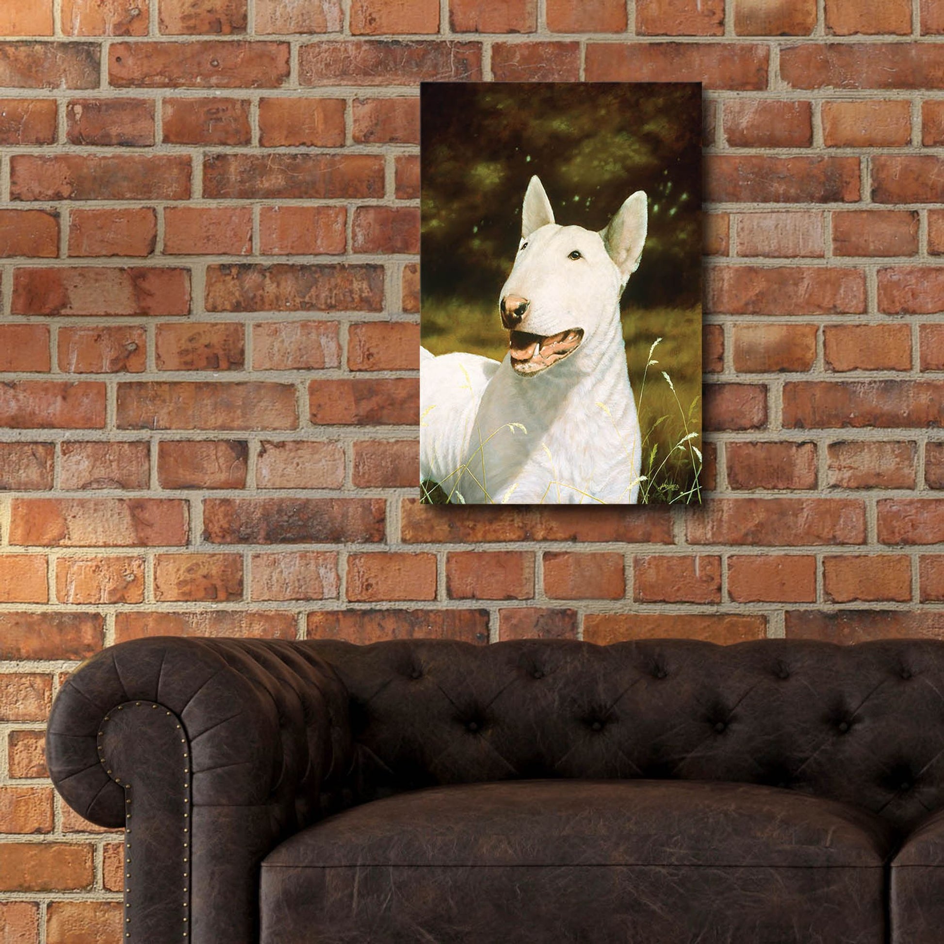 Epic Art ' Bull Terrier Smile' by John Silver, Acrylic Glass Wall Art,16x24