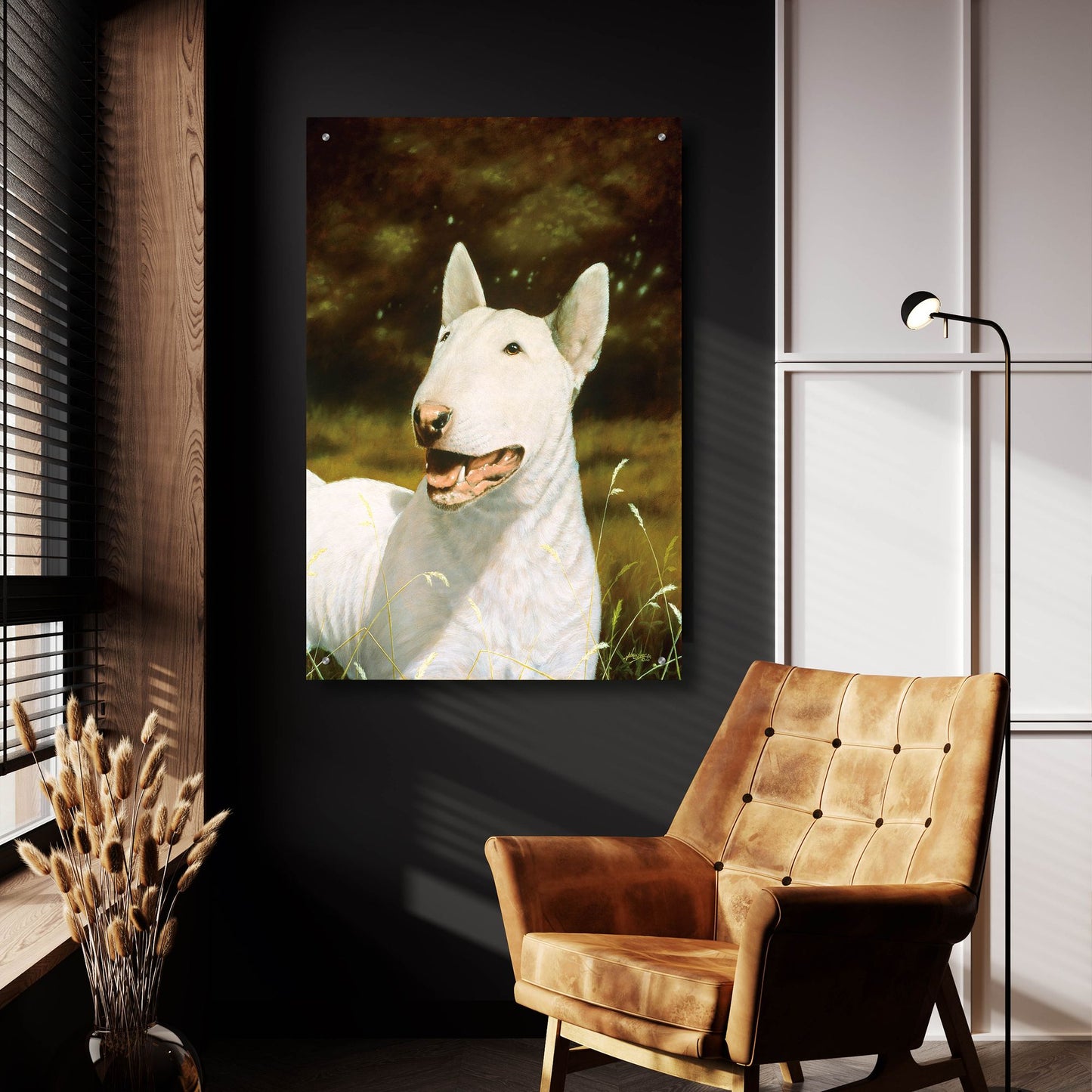 Epic Art ' Bull Terrier Smile' by John Silver, Acrylic Glass Wall Art,24x36