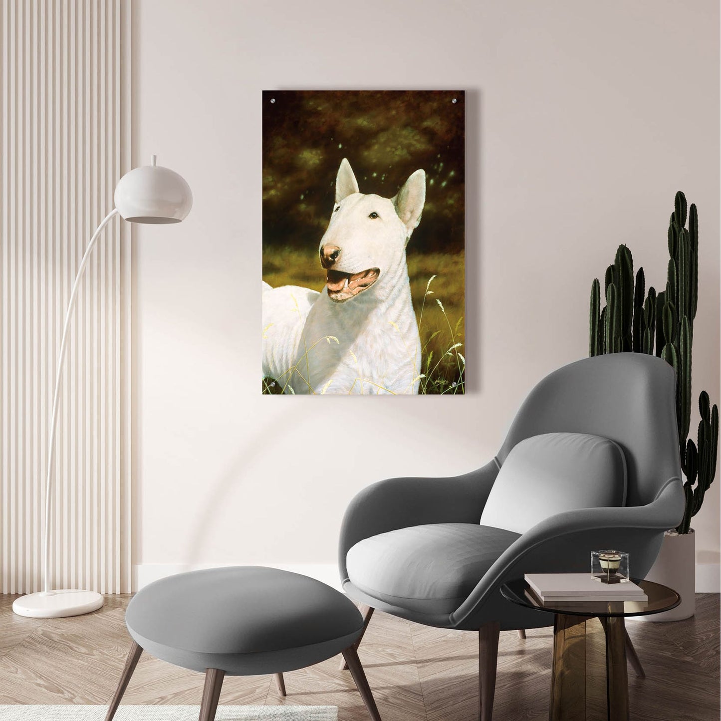 Epic Art ' Bull Terrier Smile' by John Silver, Acrylic Glass Wall Art,24x36