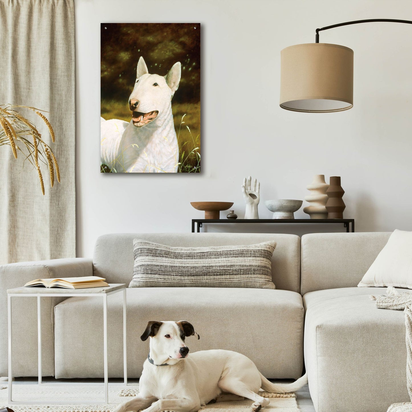 Epic Art ' Bull Terrier Smile' by John Silver, Acrylic Glass Wall Art,24x36