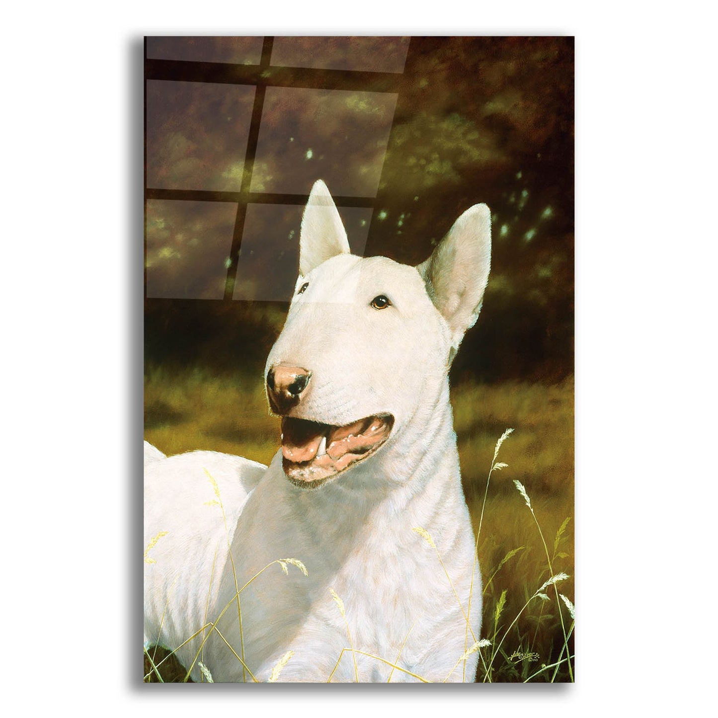 Epic Art ' Bull Terrier Smile' by John Silver, Acrylic Glass Wall Art