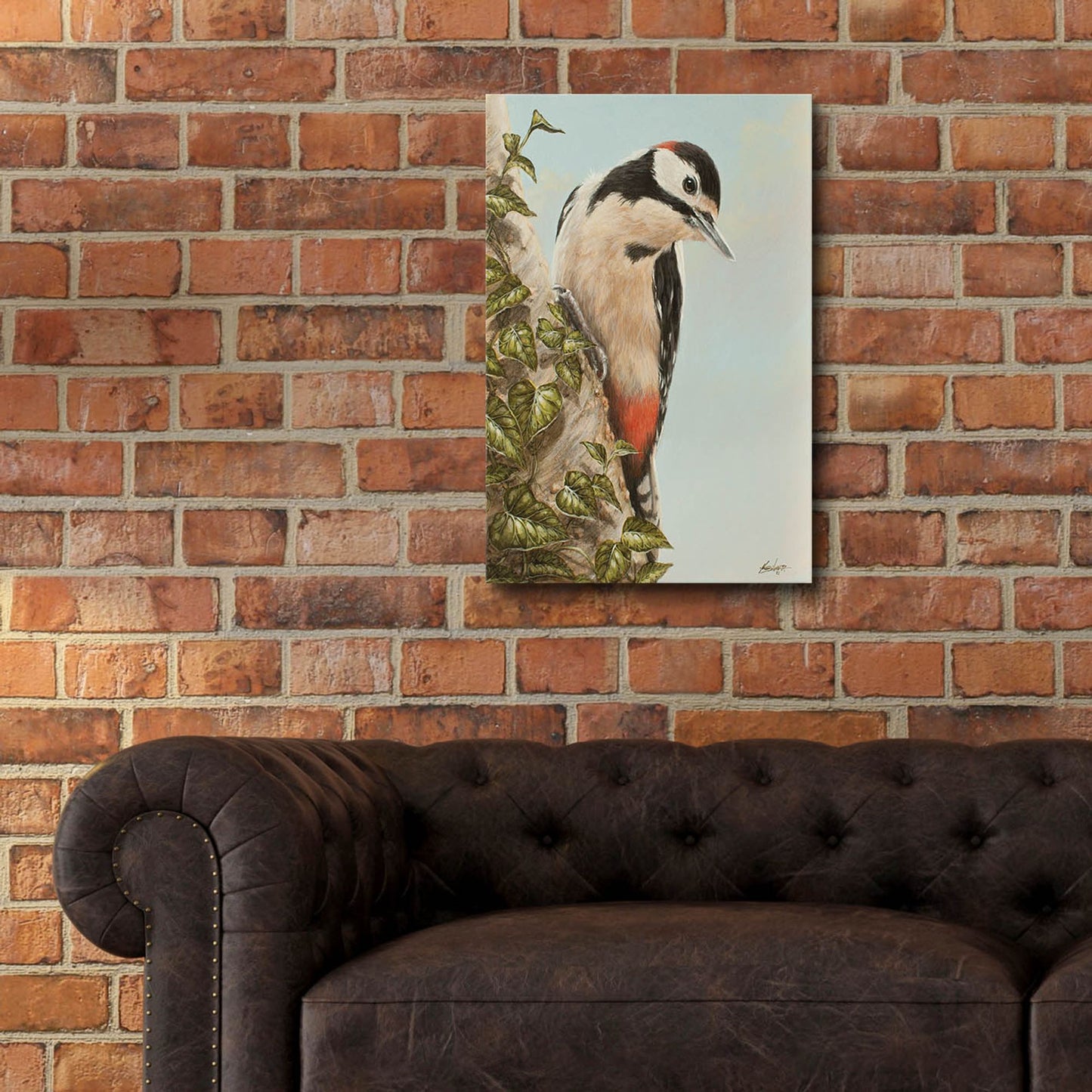 Epic Art 'WoodPecker and Ivy' by John Silver, Acrylic Glass Wall Art,16x24