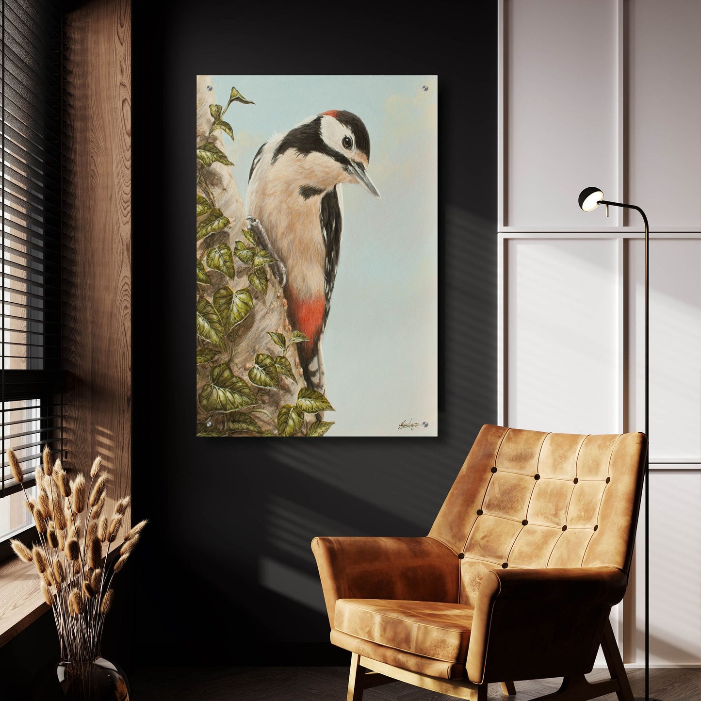 Epic Art 'WoodPecker and Ivy' by John Silver, Acrylic Glass Wall Art,24x36