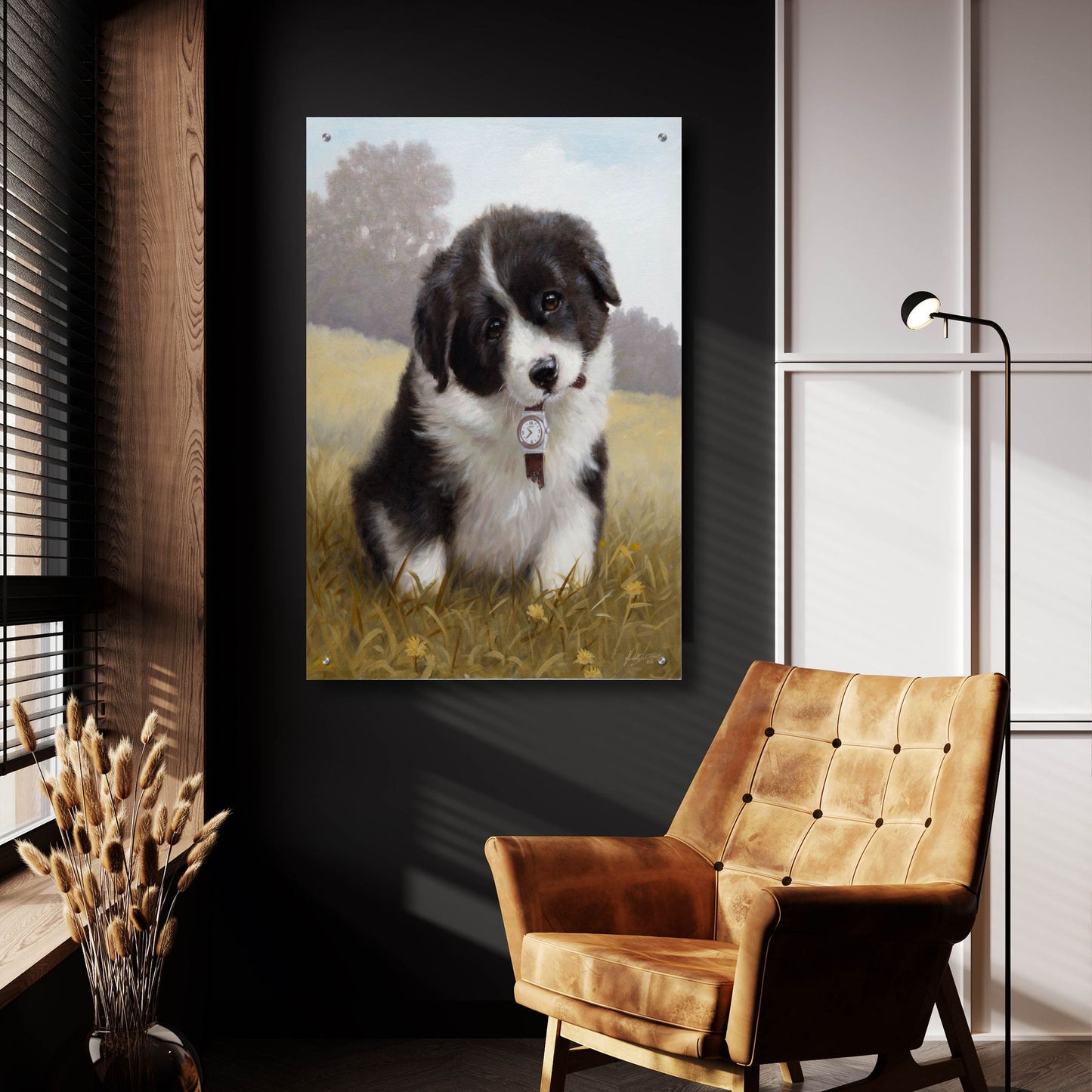 Epic Art 'Border Collie Puppy' by John Silver, Acrylic Glass Wall Art,24x36