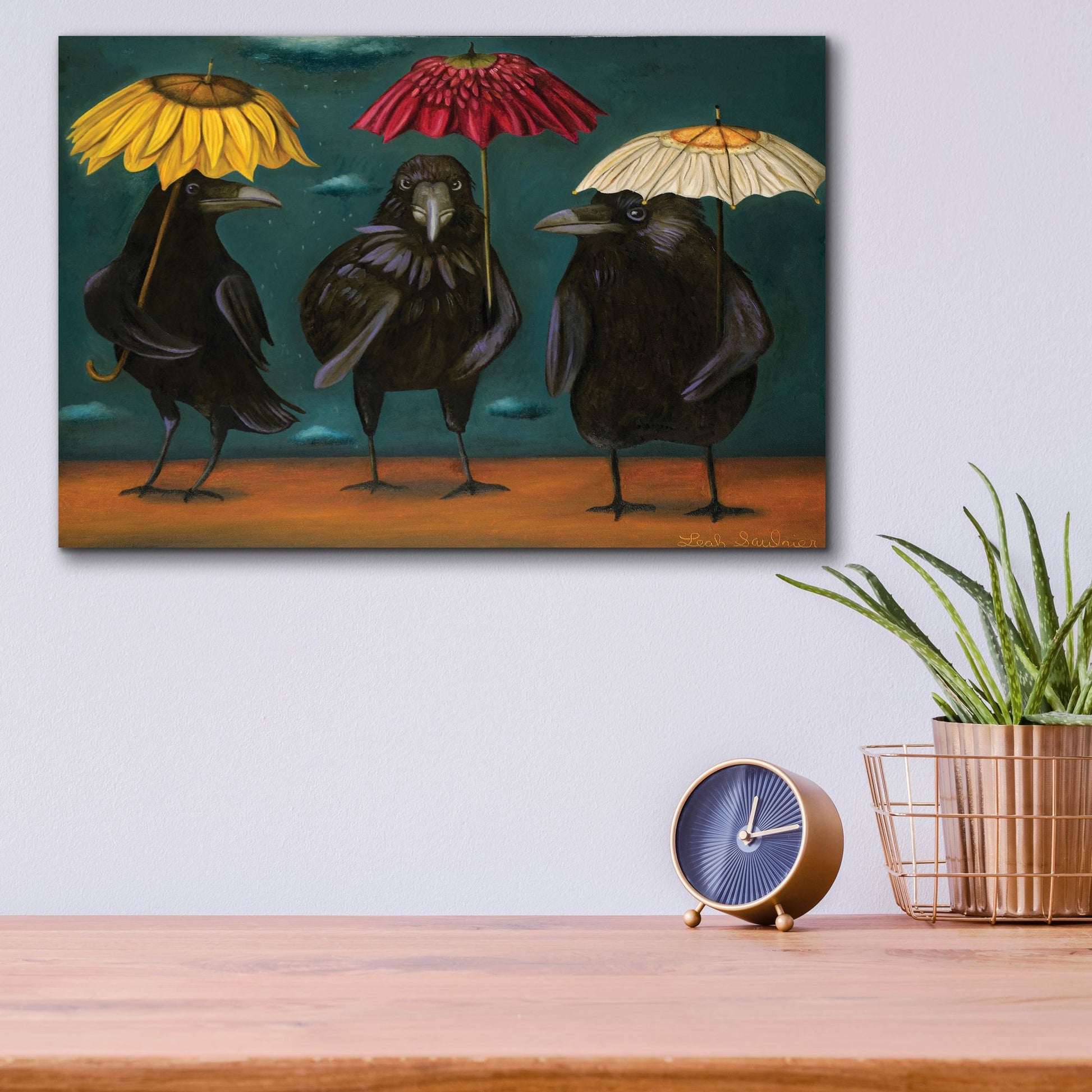 Epic Art 'Ravens Rain' by Leah Saulnier, Acrylic Glass Wall Art,16x12