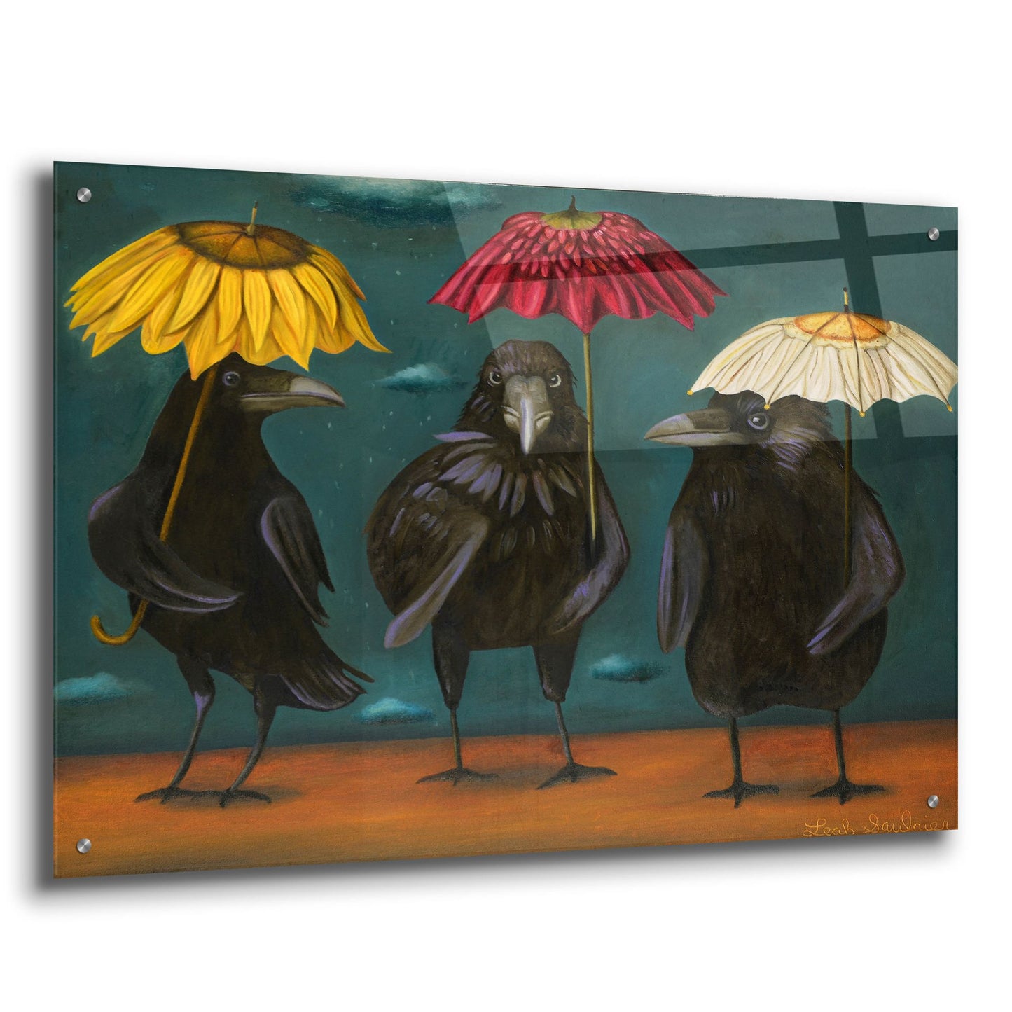 Epic Art 'Ravens Rain' by Leah Saulnier, Acrylic Glass Wall Art,36x24