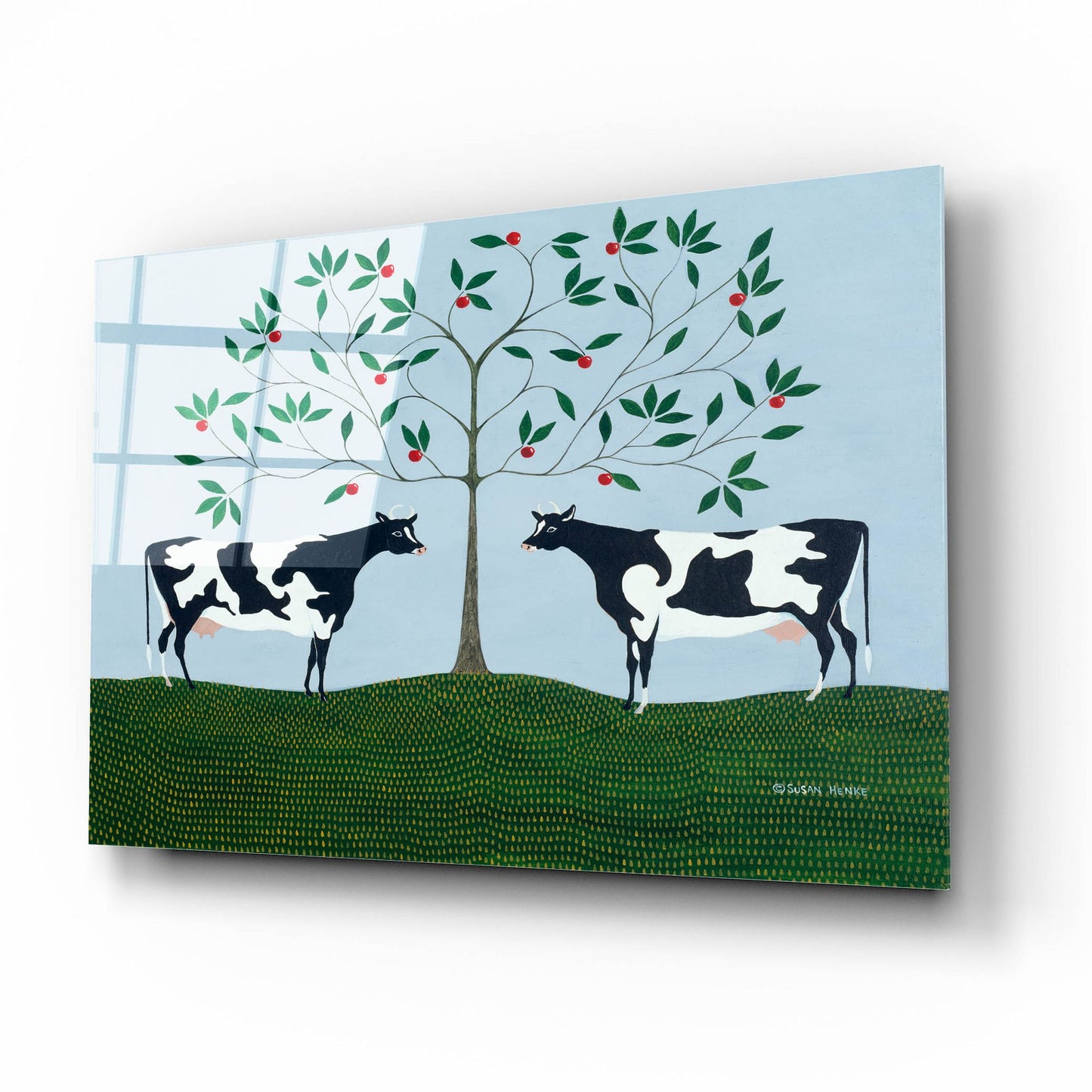 Epic Art 'Apple Tree Cows' by Susan Henke Fine Art, Acrylic Glass Wall Art,16x12