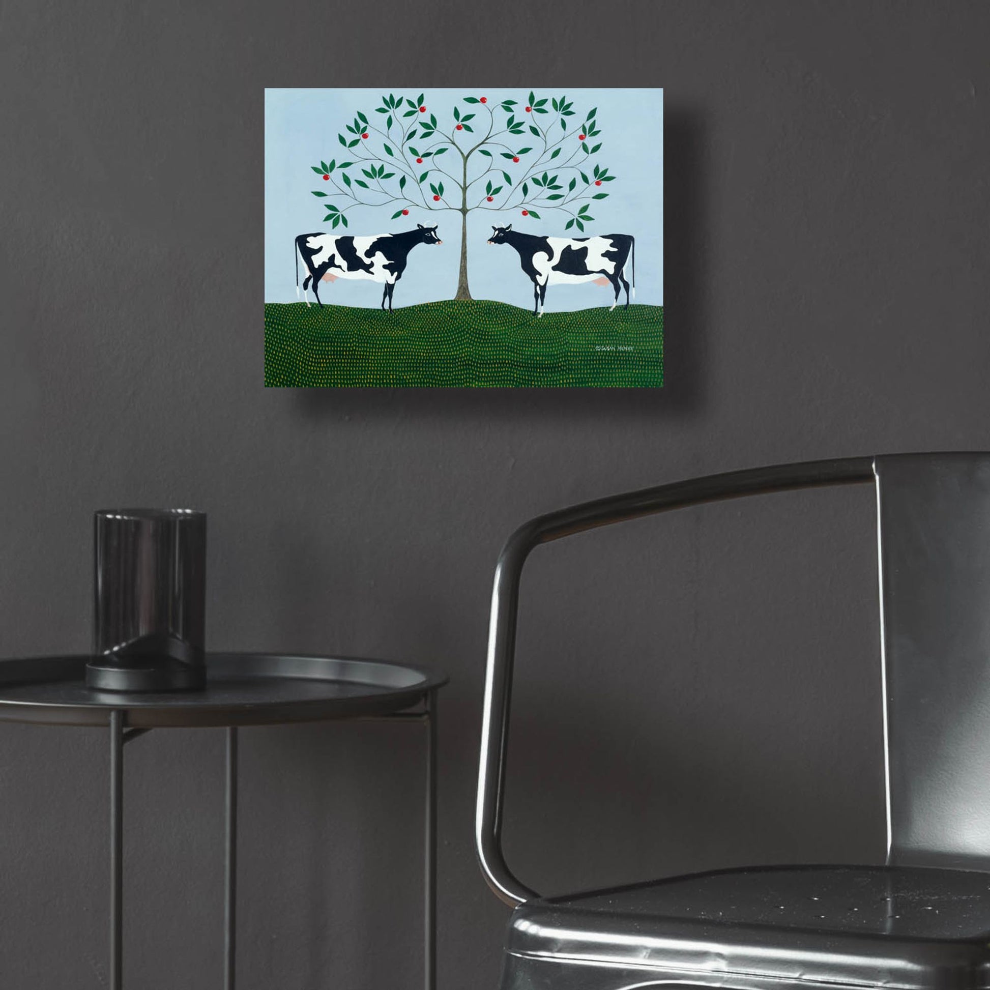 Epic Art 'Apple Tree Cows' by Susan Henke Fine Art, Acrylic Glass Wall Art,16x12