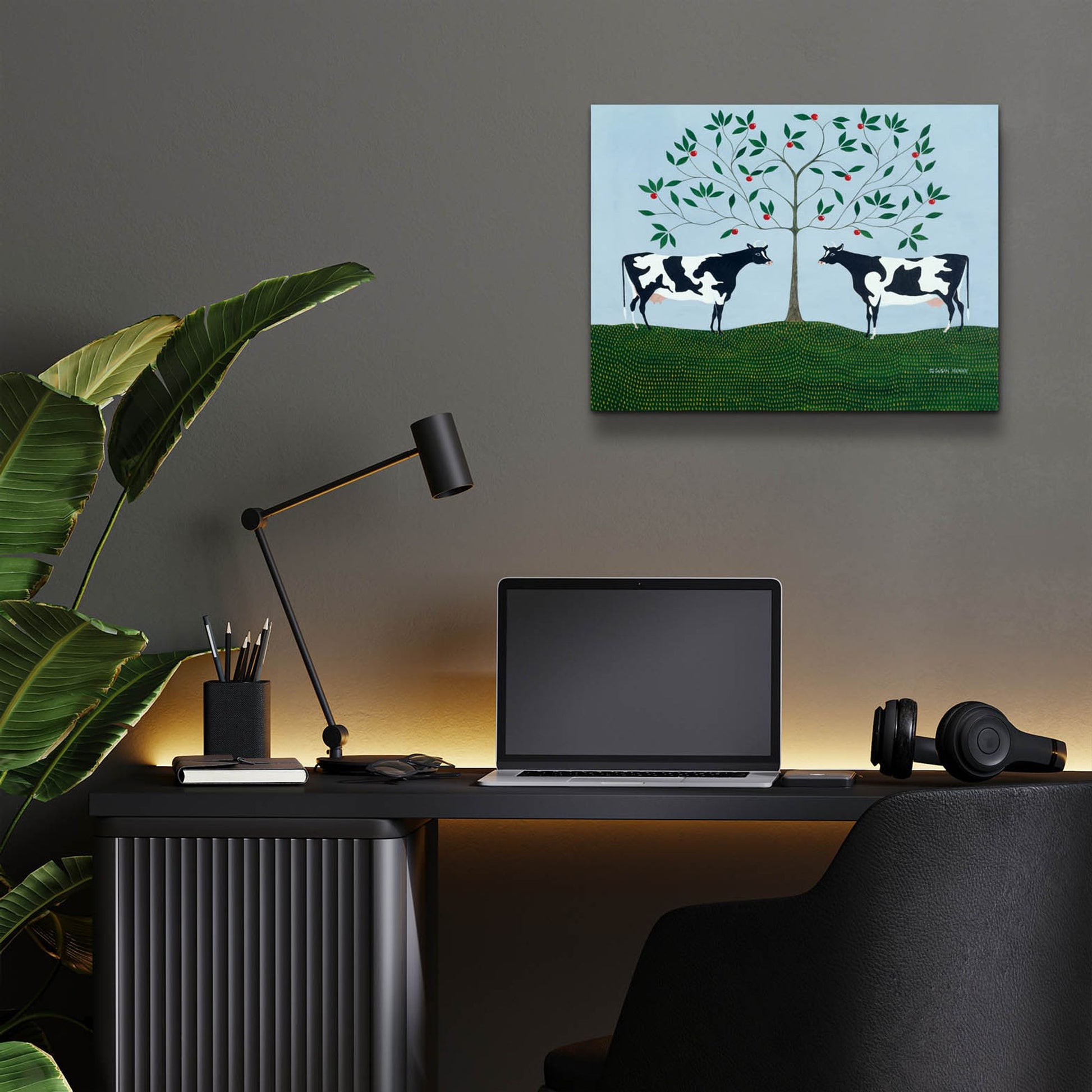 Epic Art 'Apple Tree Cows' by Susan Henke Fine Art, Acrylic Glass Wall Art,16x12