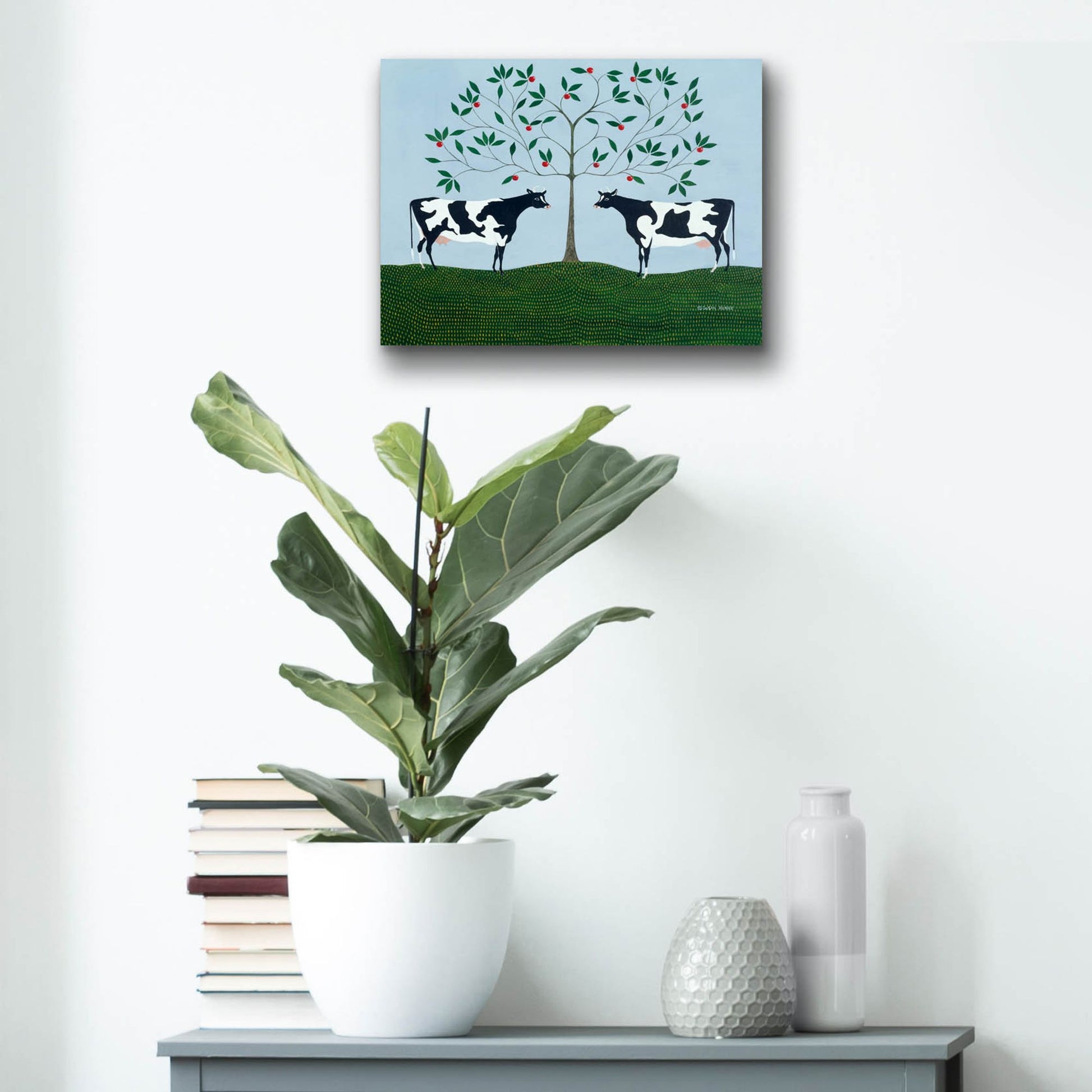 Epic Art 'Apple Tree Cows' by Susan Henke Fine Art, Acrylic Glass Wall Art,16x12