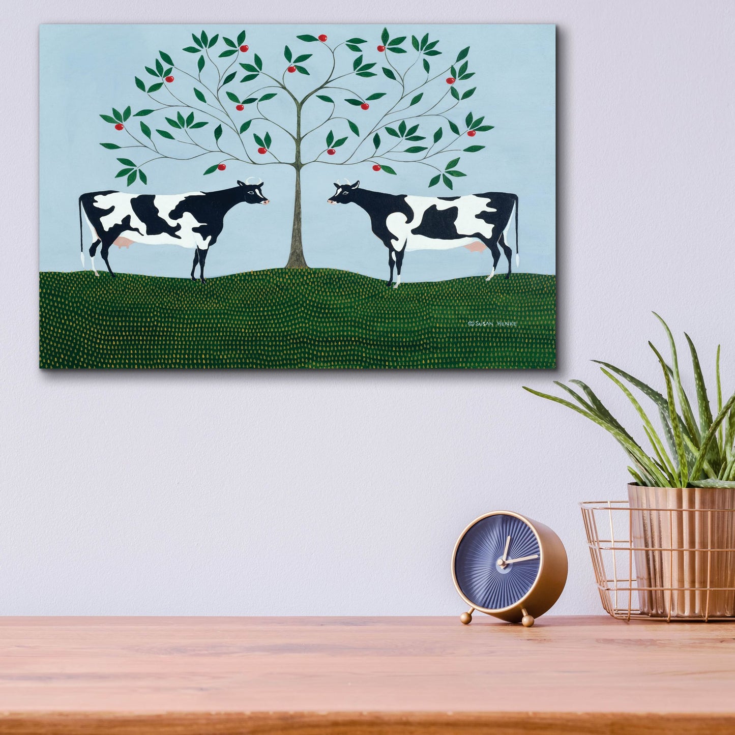 Epic Art 'Apple Tree Cows' by Susan Henke Fine Art, Acrylic Glass Wall Art,16x12