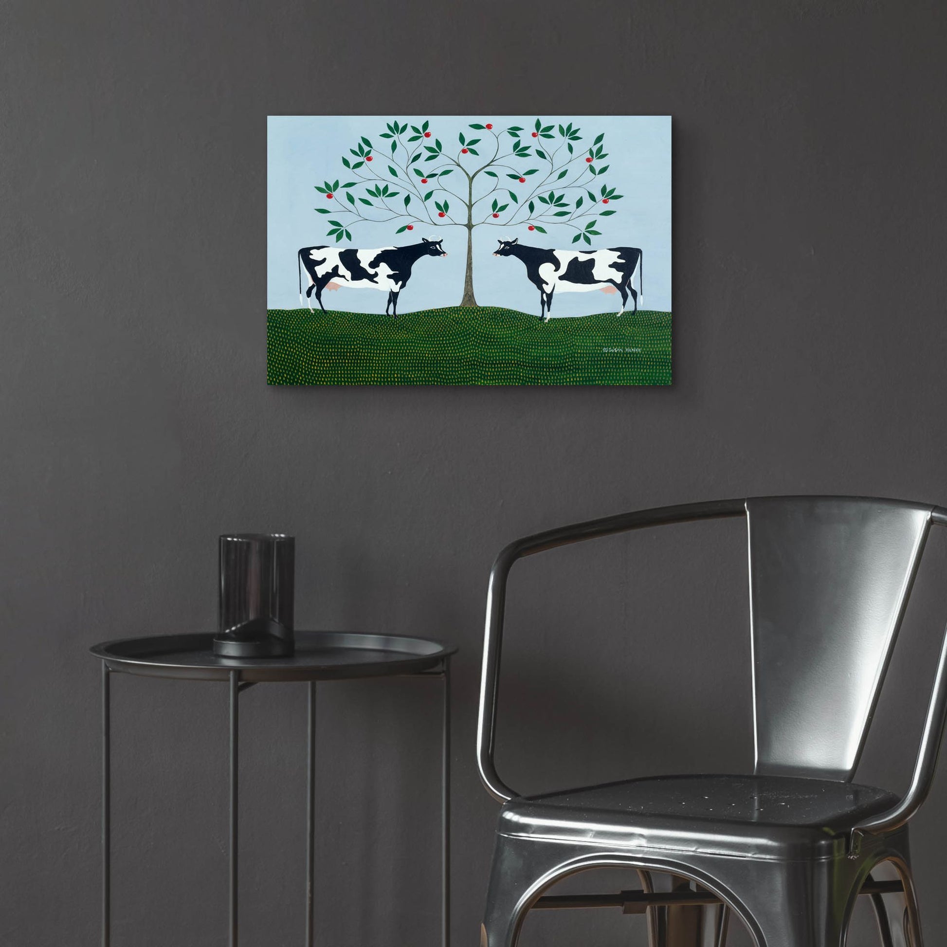 Epic Art 'Apple Tree Cows' by Susan Henke Fine Art, Acrylic Glass Wall Art,24x16