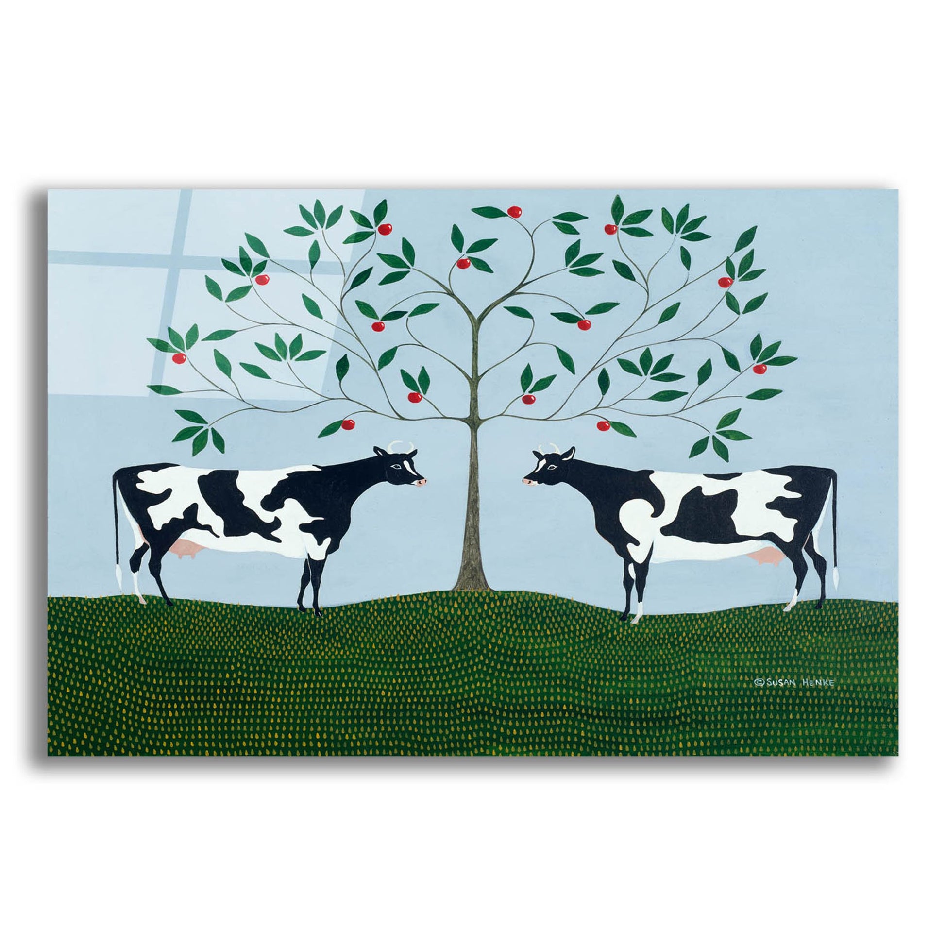 Epic Art 'Apple Tree Cows' by Susan Henke Fine Art, Acrylic Glass Wall Art,24x16