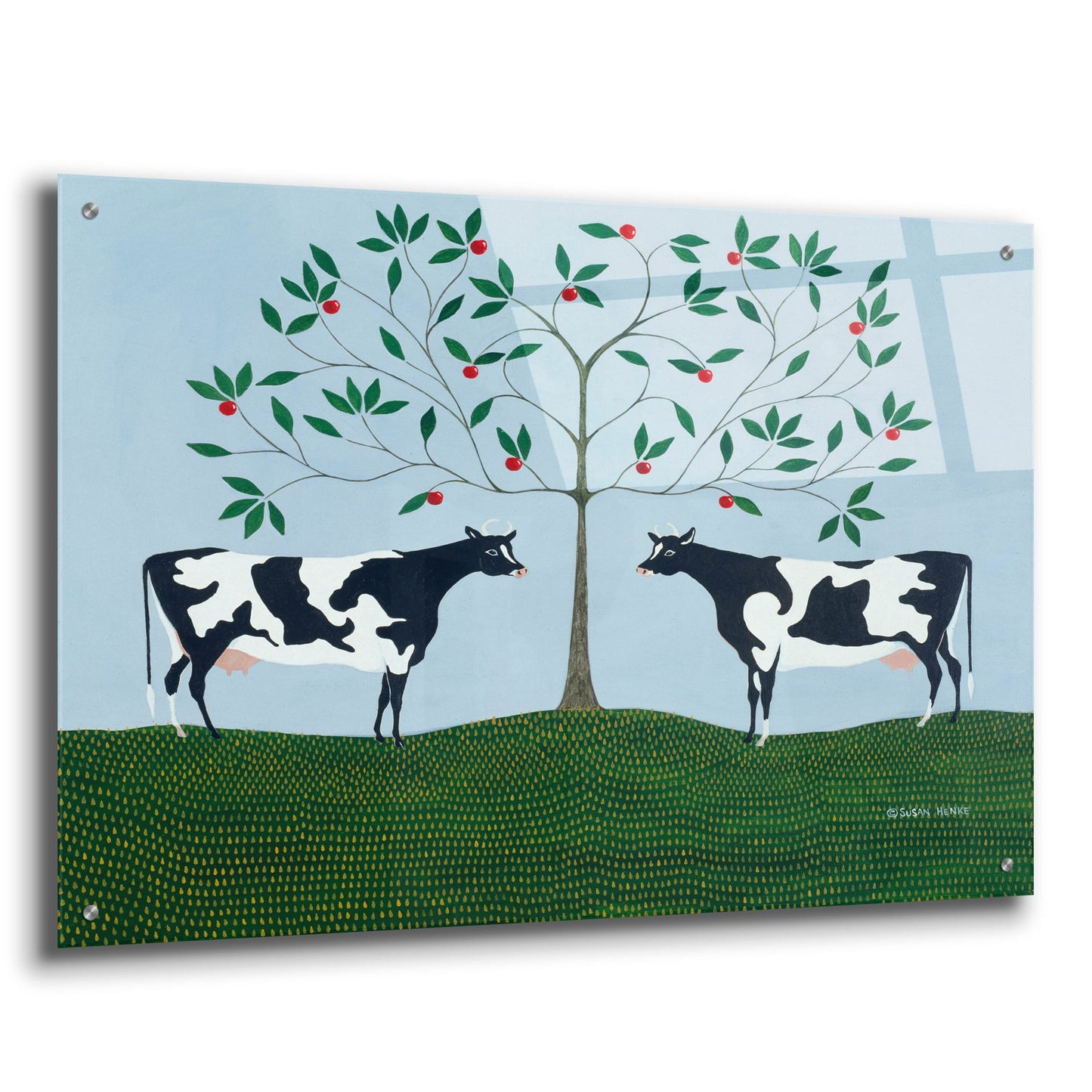 Epic Art 'Apple Tree Cows' by Susan Henke Fine Art, Acrylic Glass Wall Art,36x24