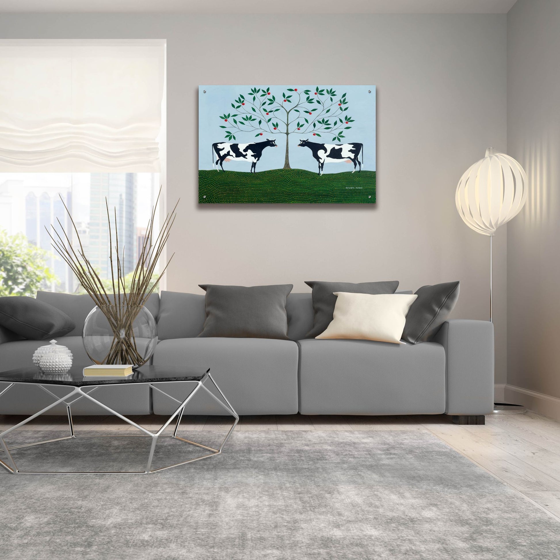 Epic Art 'Apple Tree Cows' by Susan Henke Fine Art, Acrylic Glass Wall Art,36x24