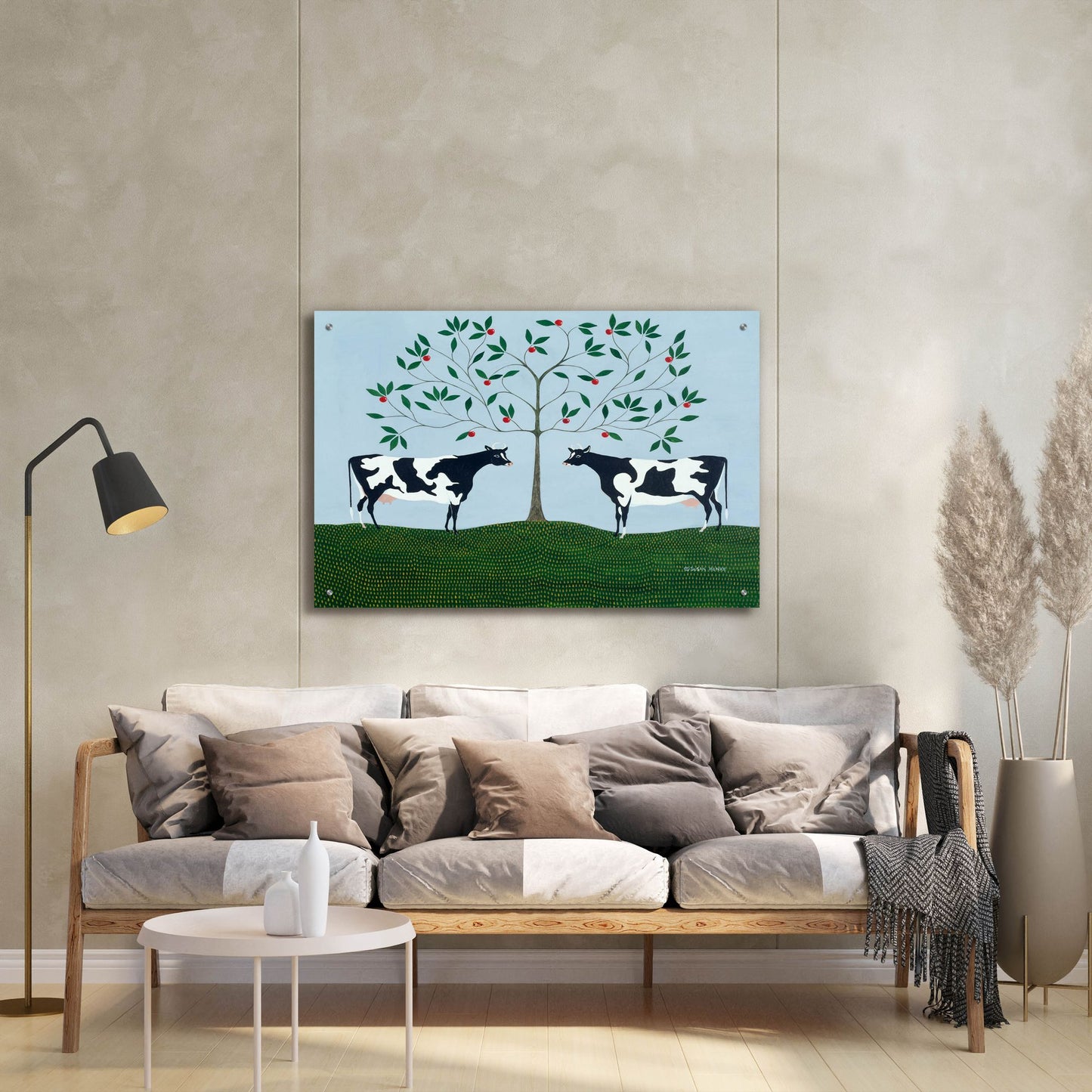 Epic Art 'Apple Tree Cows' by Susan Henke Fine Art, Acrylic Glass Wall Art,36x24