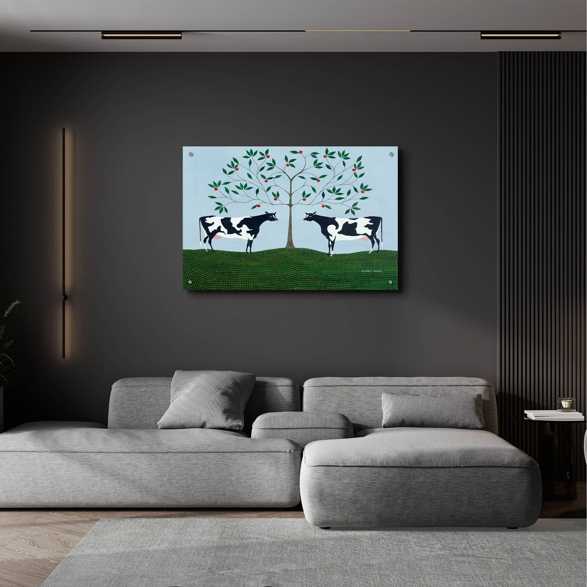 Epic Art 'Apple Tree Cows' by Susan Henke Fine Art, Acrylic Glass Wall Art,36x24