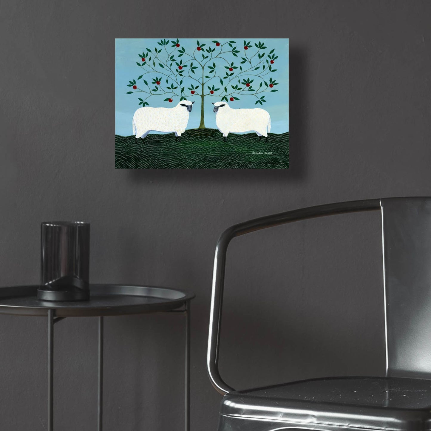 Epic Art 'Orchard Sheep' by Susan Henke Fine Art, Acrylic Glass Wall Art,16x12