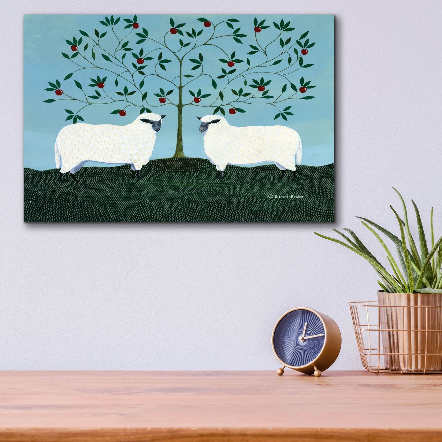 Epic Art 'Orchard Sheep' by Susan Henke Fine Art, Acrylic Glass Wall Art,16x12