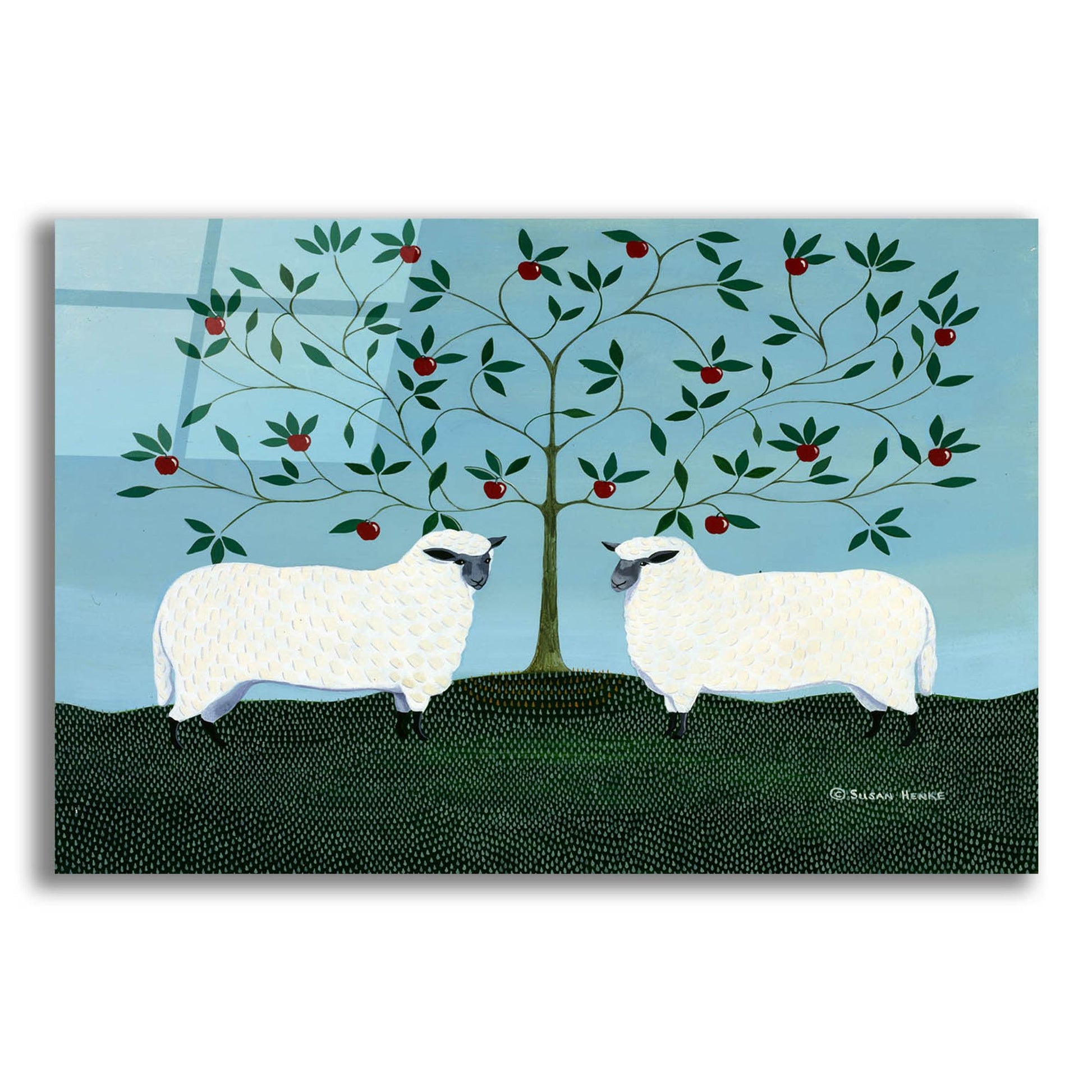 Epic Art 'Orchard Sheep' by Susan Henke Fine Art, Acrylic Glass Wall Art,24x16