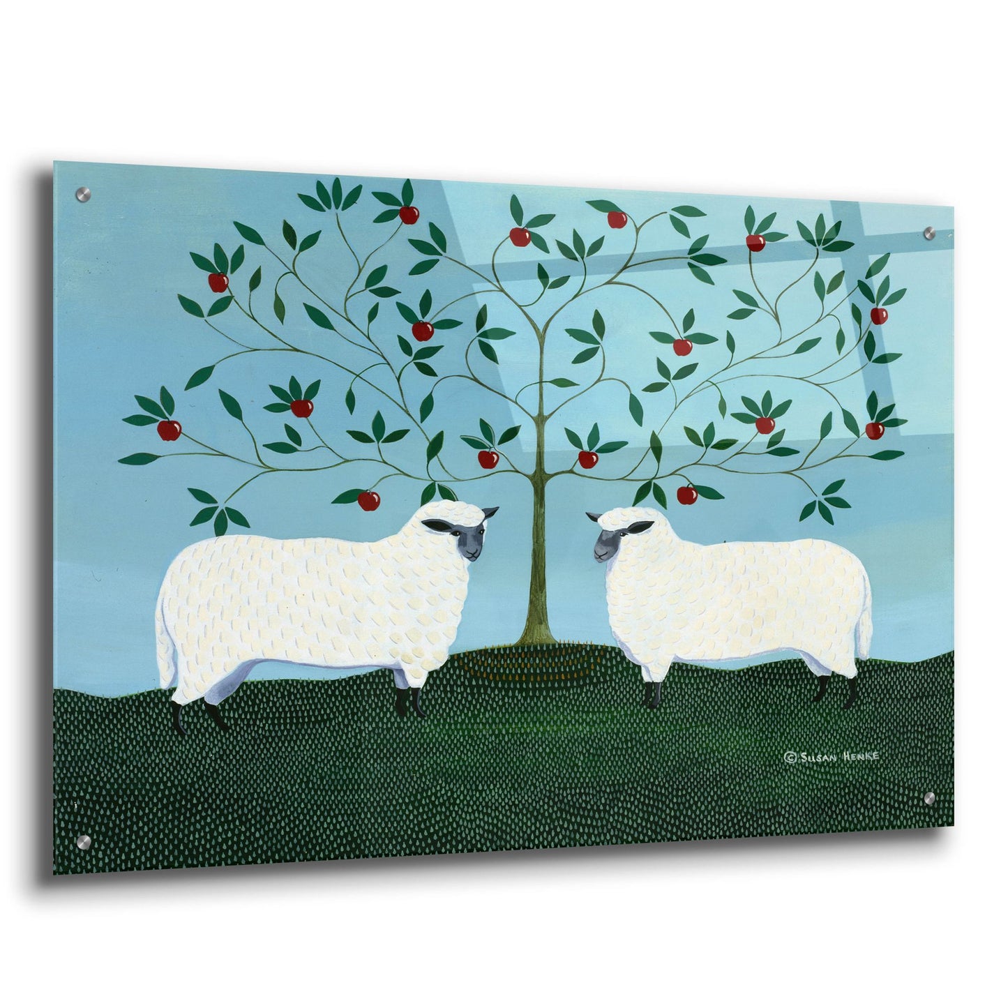 Epic Art 'Orchard Sheep' by Susan Henke Fine Art, Acrylic Glass Wall Art,36x24