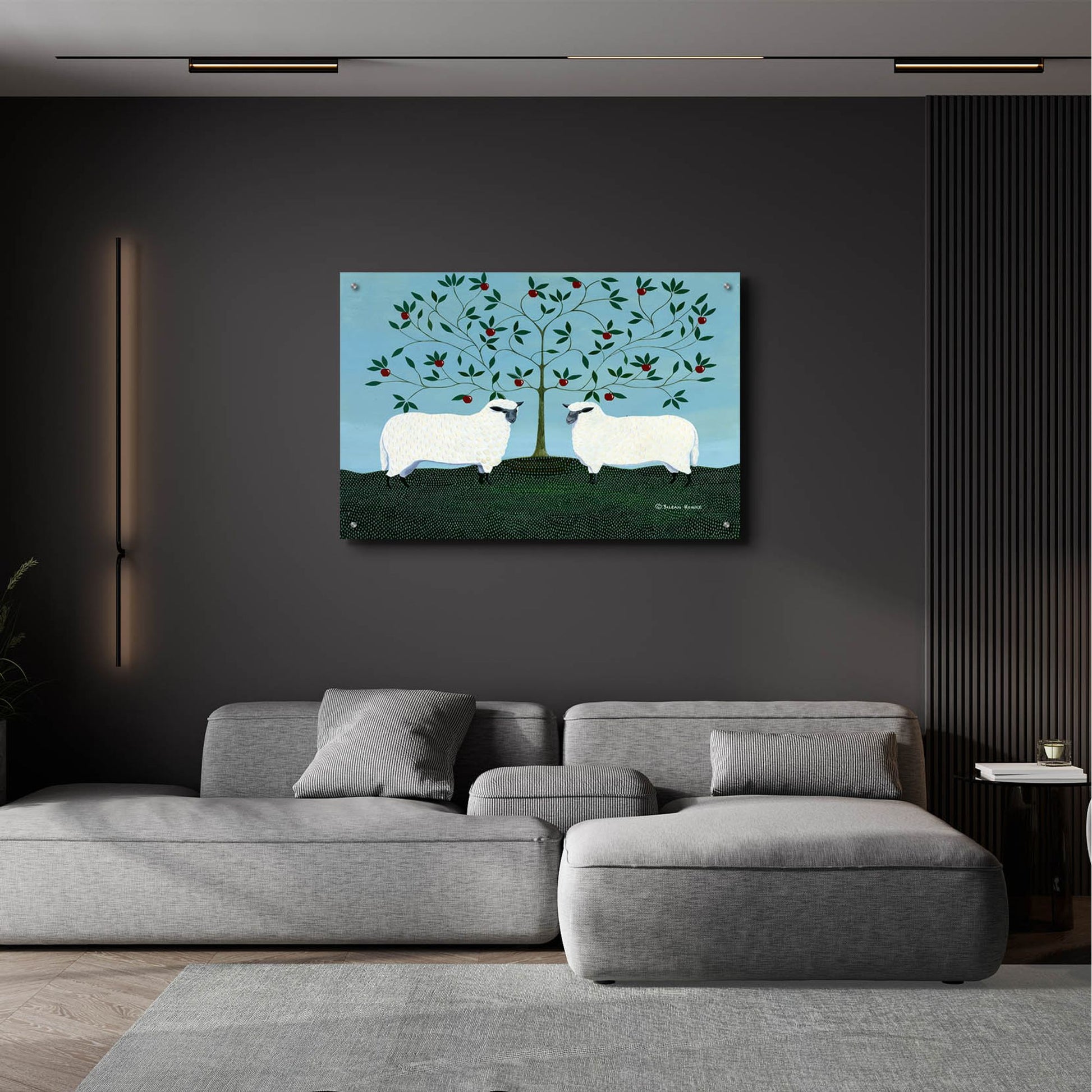 Epic Art 'Orchard Sheep' by Susan Henke Fine Art, Acrylic Glass Wall Art,36x24