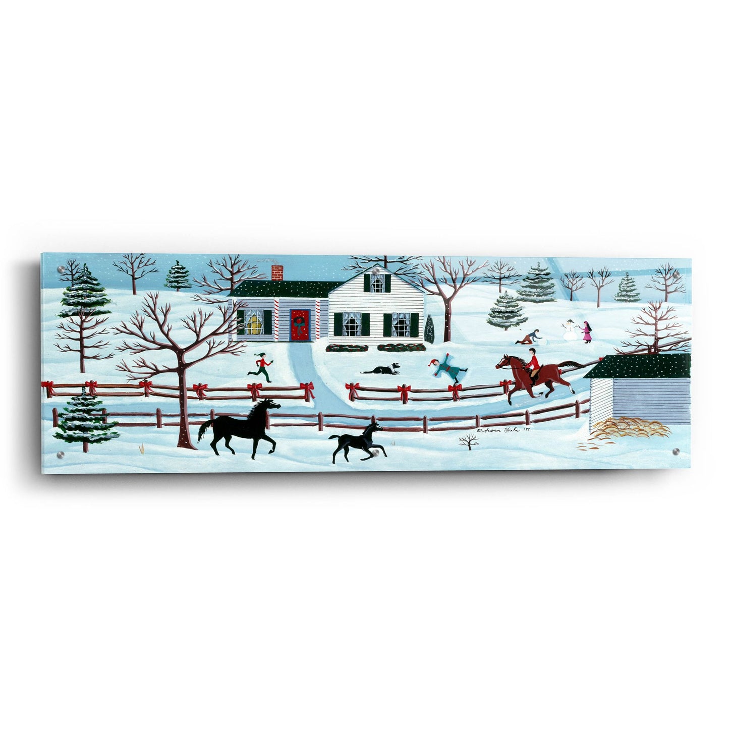 Epic Art 'The Colts First Winter' by Susan Henke Fine Art, Acrylic Glass Wall Art,48x16