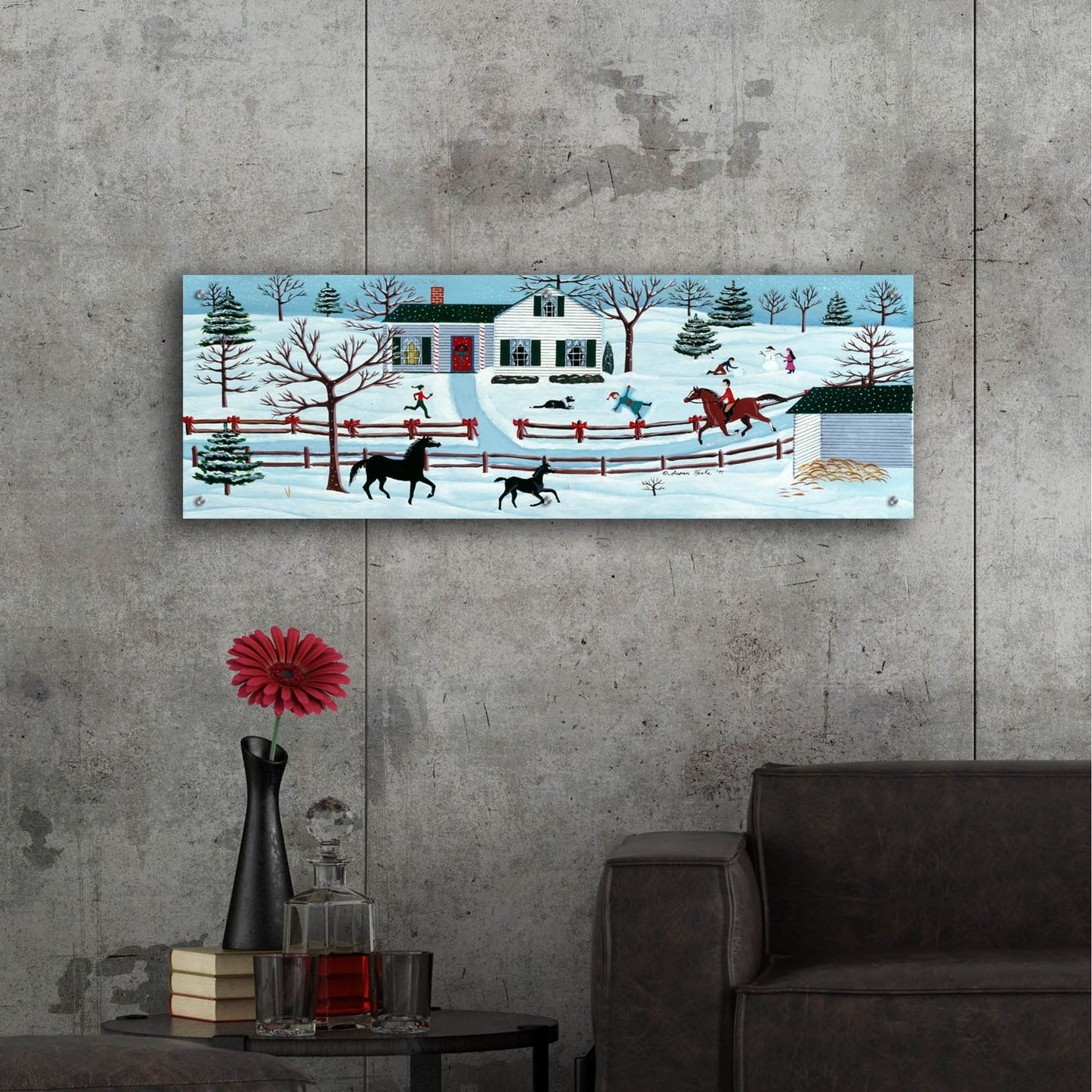 Epic Art 'The Colts First Winter' by Susan Henke Fine Art, Acrylic Glass Wall Art,48x16