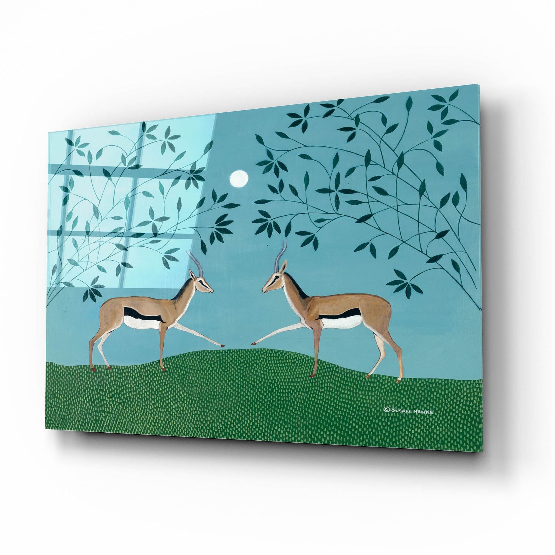 Epic Art 'The Gazelles Greeting' by Susan Henke Fine Art, Acrylic Glass Wall Art,16x12