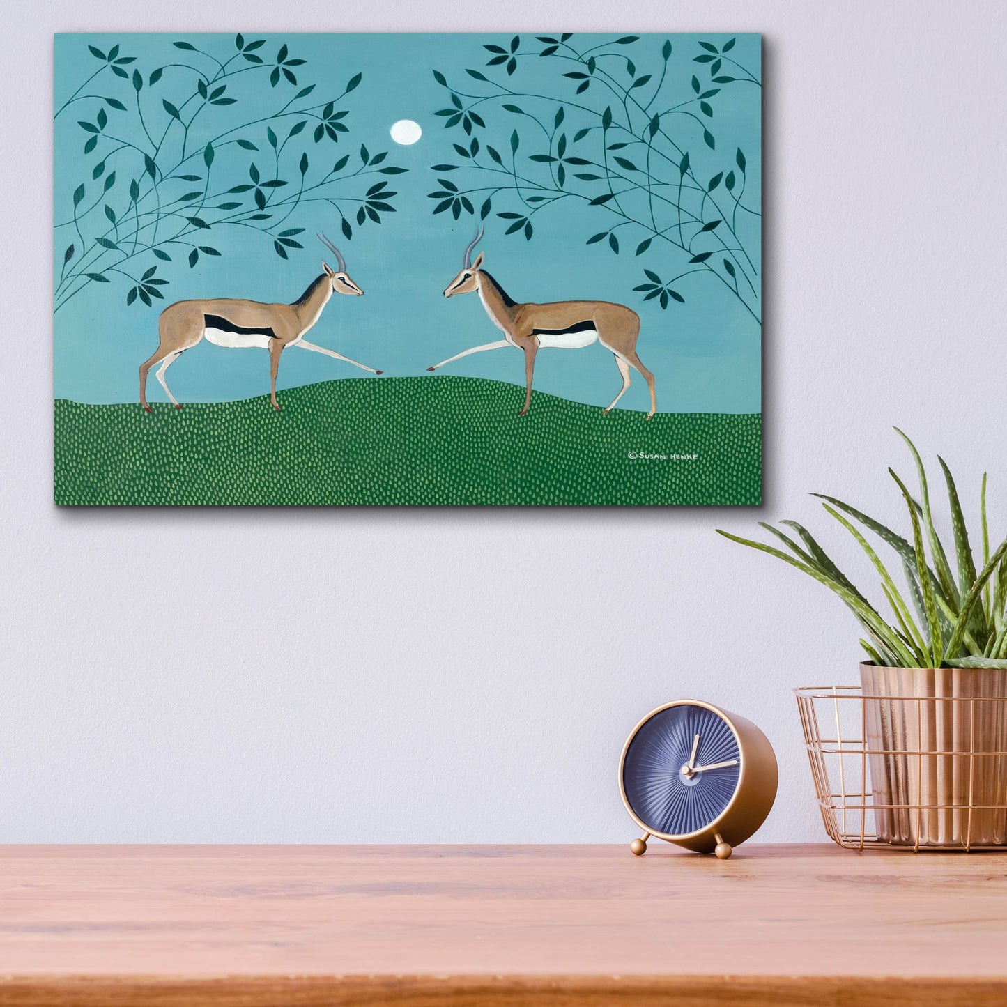 Epic Art 'The Gazelles Greeting' by Susan Henke Fine Art, Acrylic Glass Wall Art,16x12