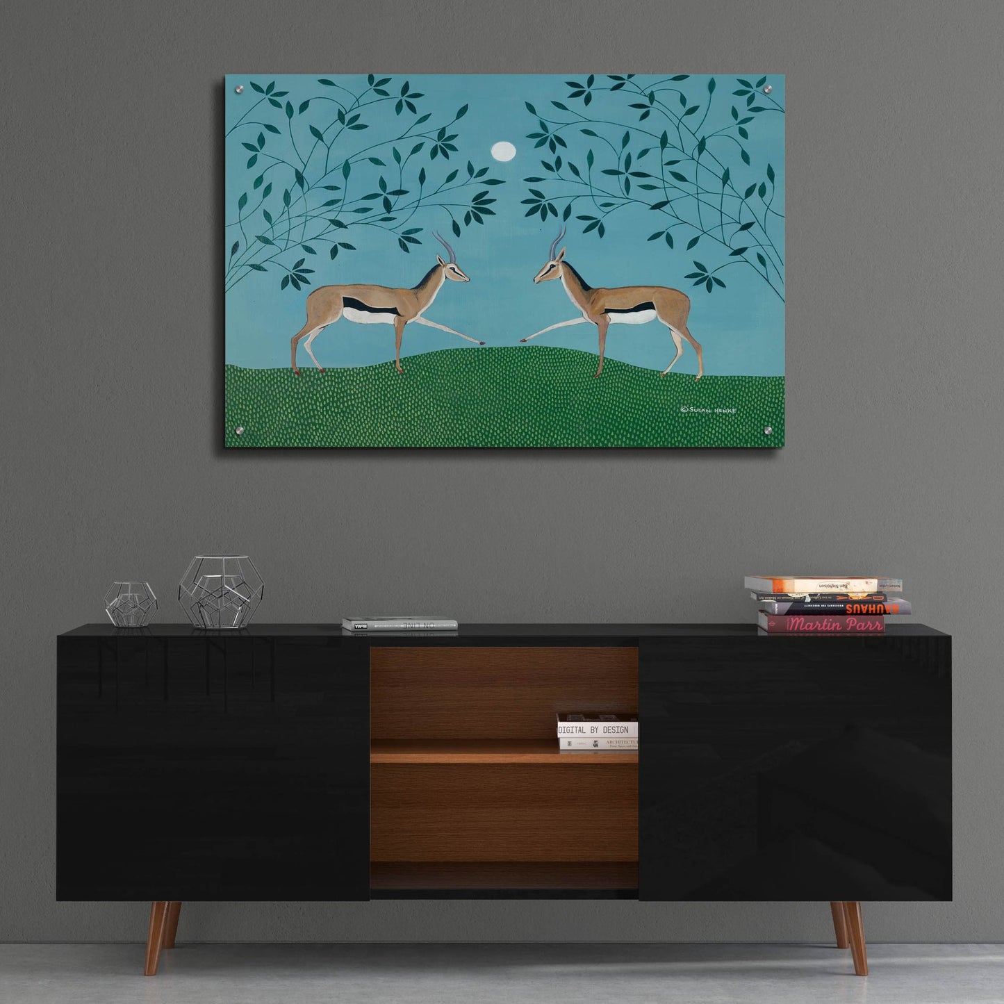 Epic Art 'The Gazelles Greeting' by Susan Henke Fine Art, Acrylic Glass Wall Art,36x24