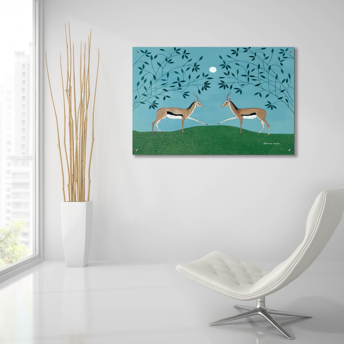 Epic Art 'The Gazelles Greeting' by Susan Henke Fine Art, Acrylic Glass Wall Art,36x24