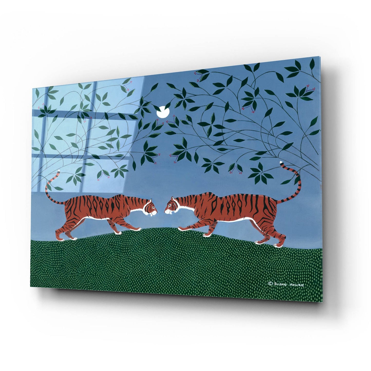 Epic Art 'Twilight Tigers' by Susan Henke Fine Art, Acrylic Glass Wall Art,24x16