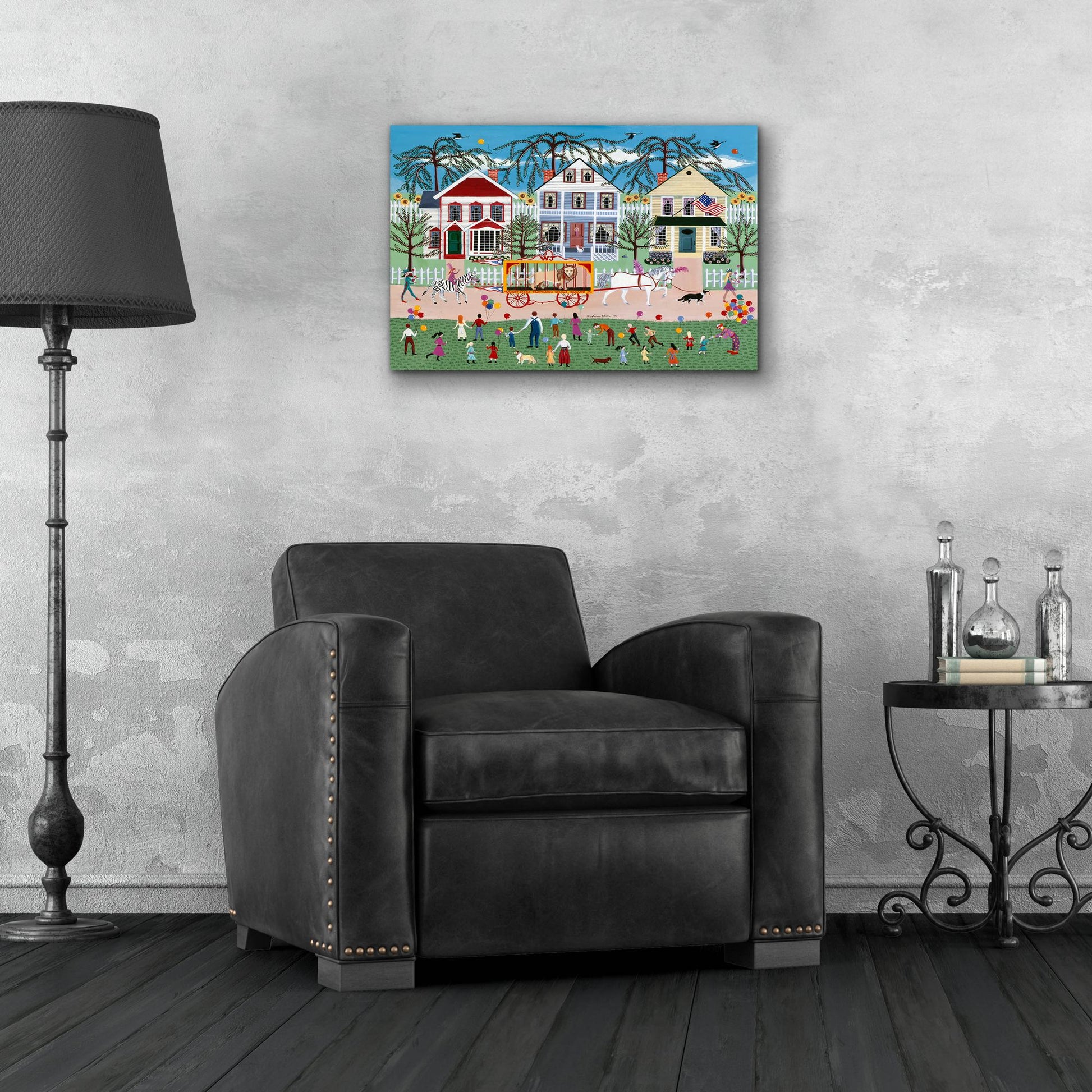 Epic Art 'Wacky Jack's Traveling Circus Parade' by Susan Henke Fine Art, Acrylic Glass Wall Art,24x16