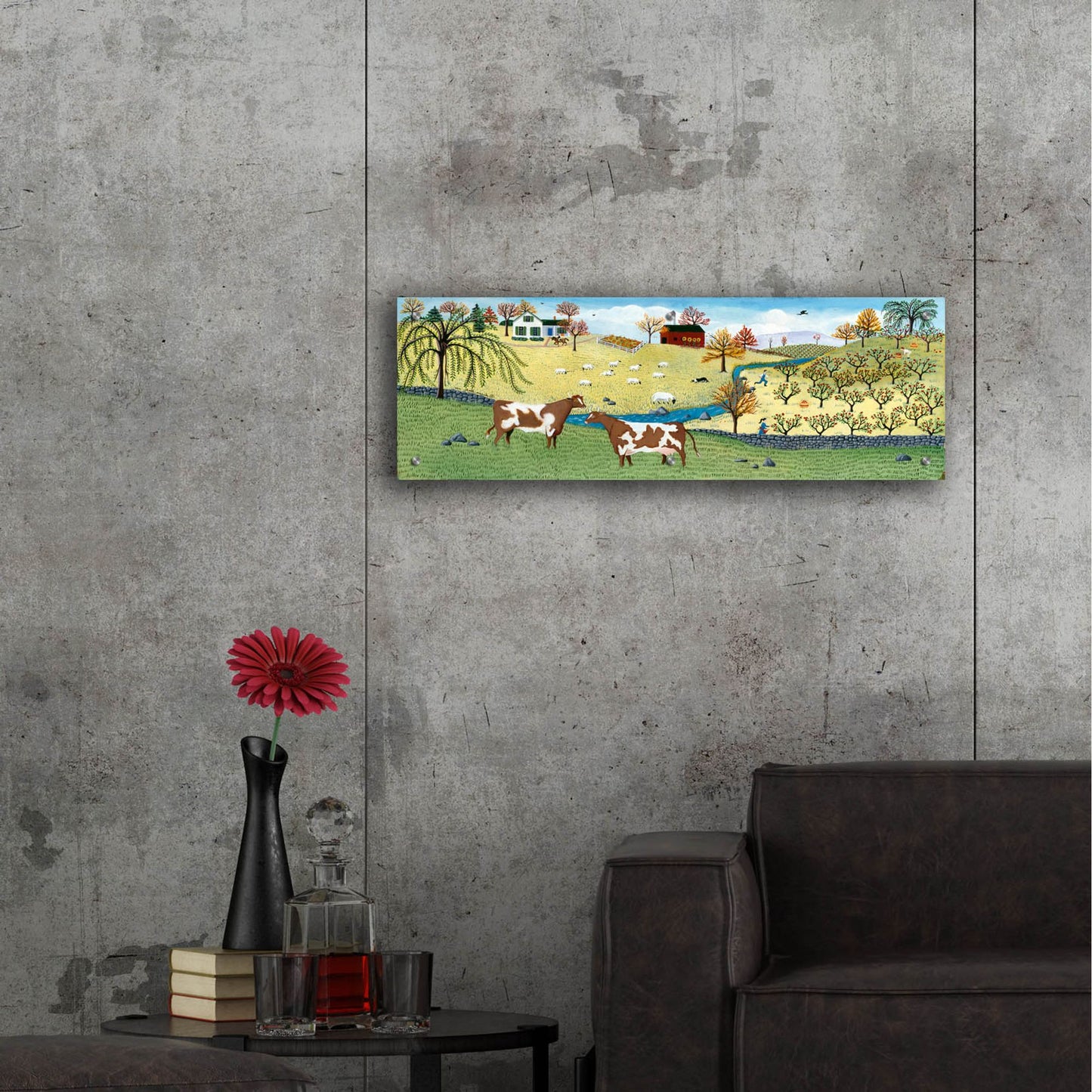 Epic Art 'Willow Tree Farm' by Susan Henke Fine Art, Acrylic Glass Wall Art,36x12